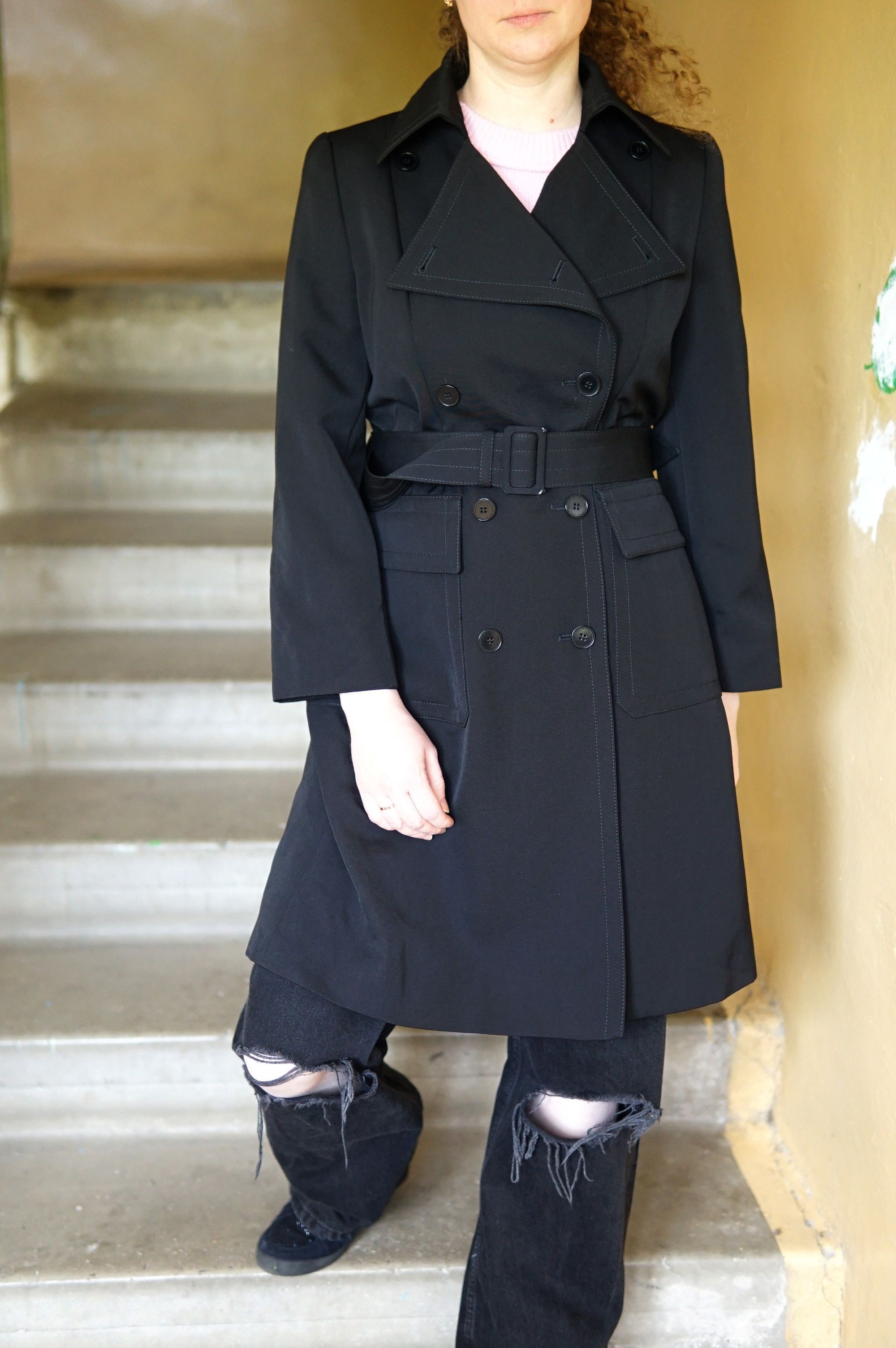 image of Stella Mccartney Trench Coat in Black, Women's (Size Small)