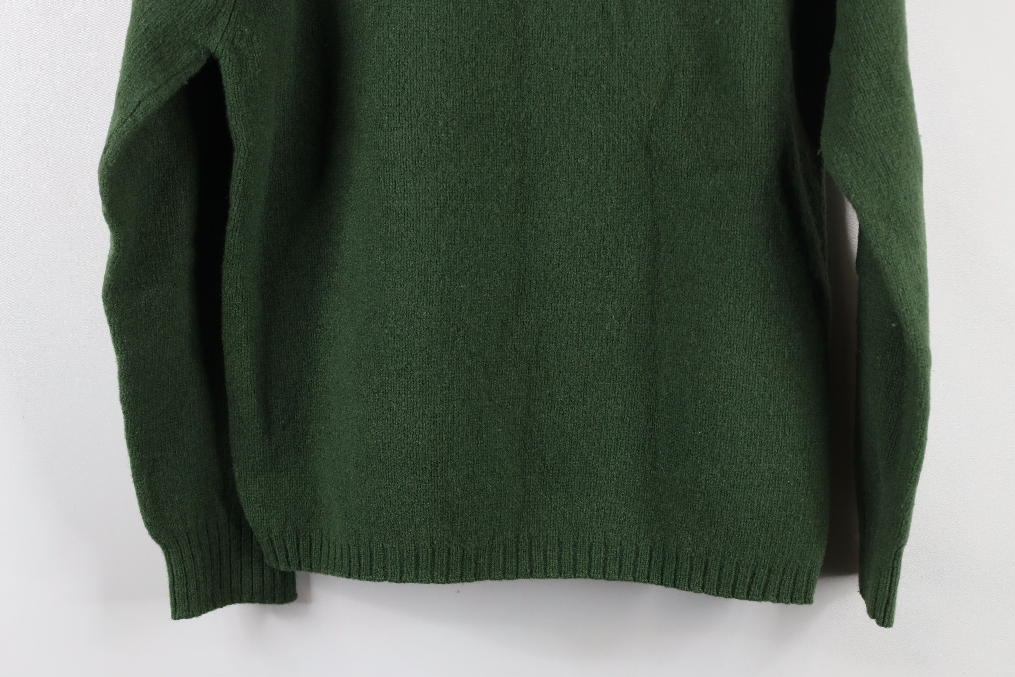 J.Crew × Vintage Vintage 90s J Crew Blank Wool Knit V-Neck Sweater Green Size L / US 10 / IT 46 - 7 Thumbnail