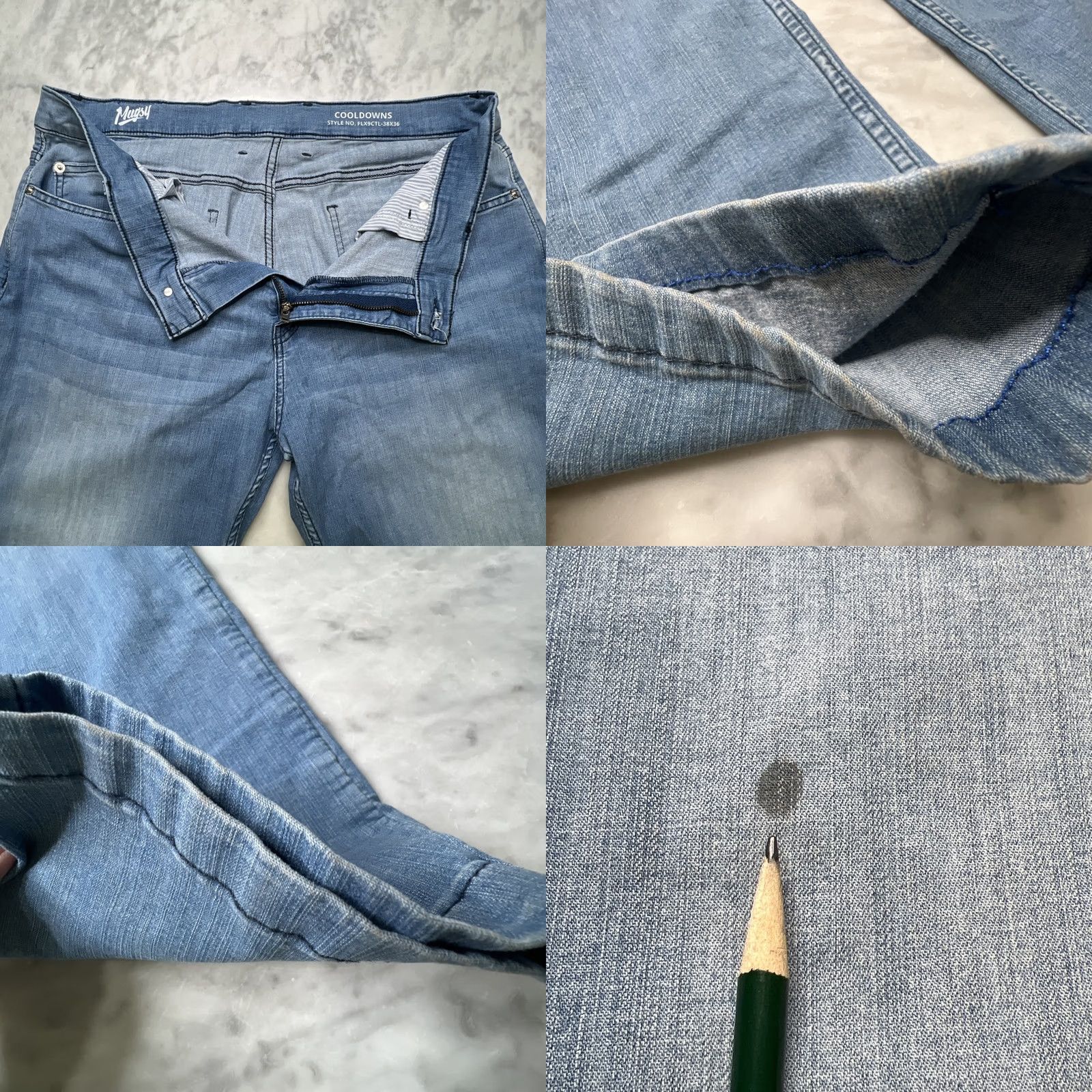 Vintage Mugsy Jeans Mens 38x36 Style FLX9CTL Faded Light Wash Straight 5-Pocket Denim City Preppy Size US 38 / EU 54 - 8 Thumbnail