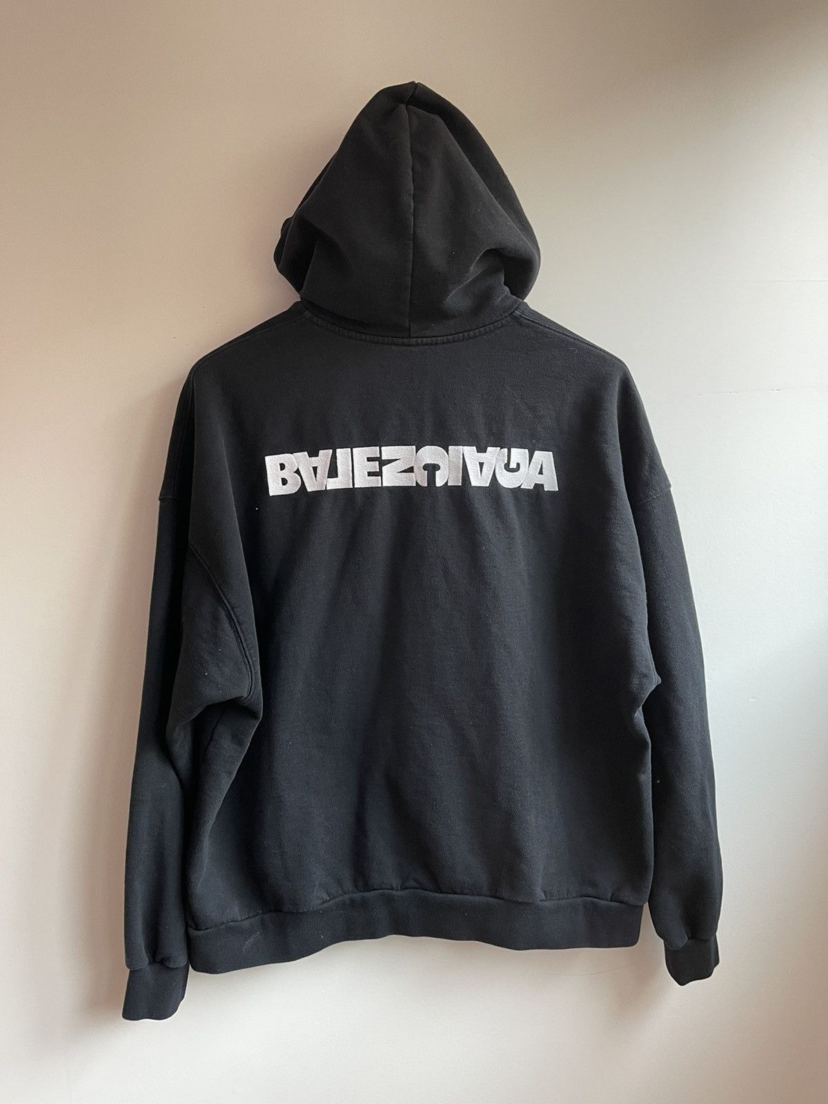 image of Balenciaga Logo Zip Up Hoodie in Black, Men's (Size Small)