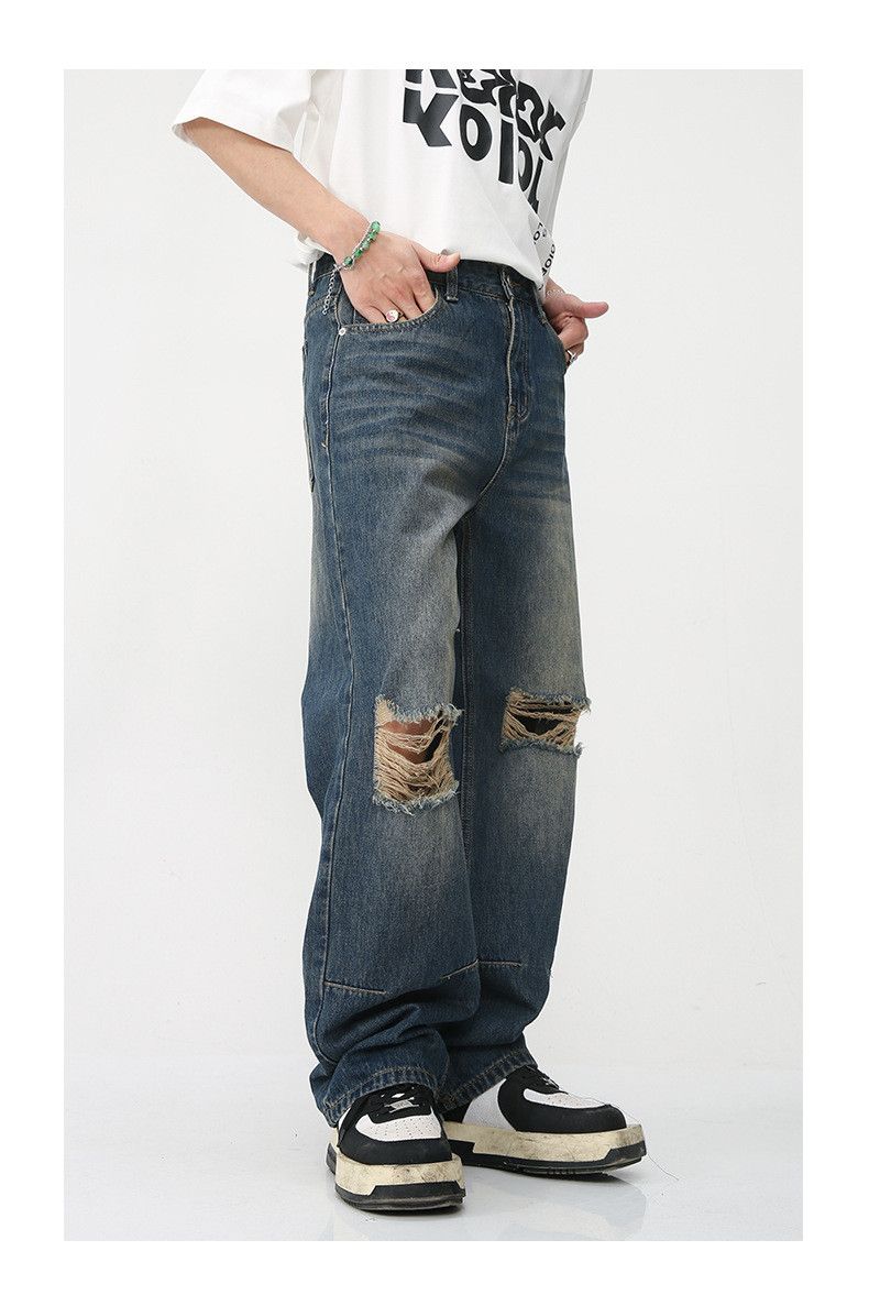 Japanese Brand Japanese retro loose-fitting ripped high-street jeans Size US 32 / EU 48 - 3 Thumbnail