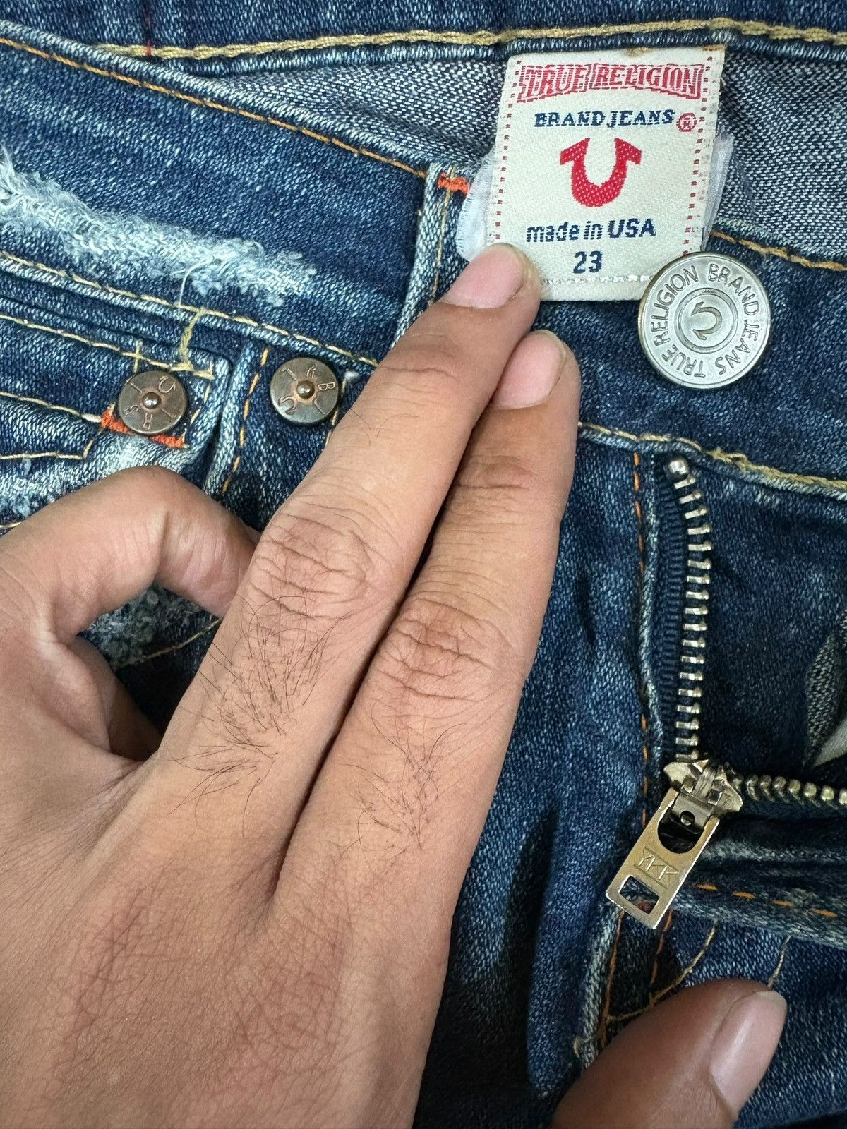 True Religion Vintage True Religion Joey Distressed Flare Blue Jeans Size 27" / US 4 / IT 40 - 9 Thumbnail
