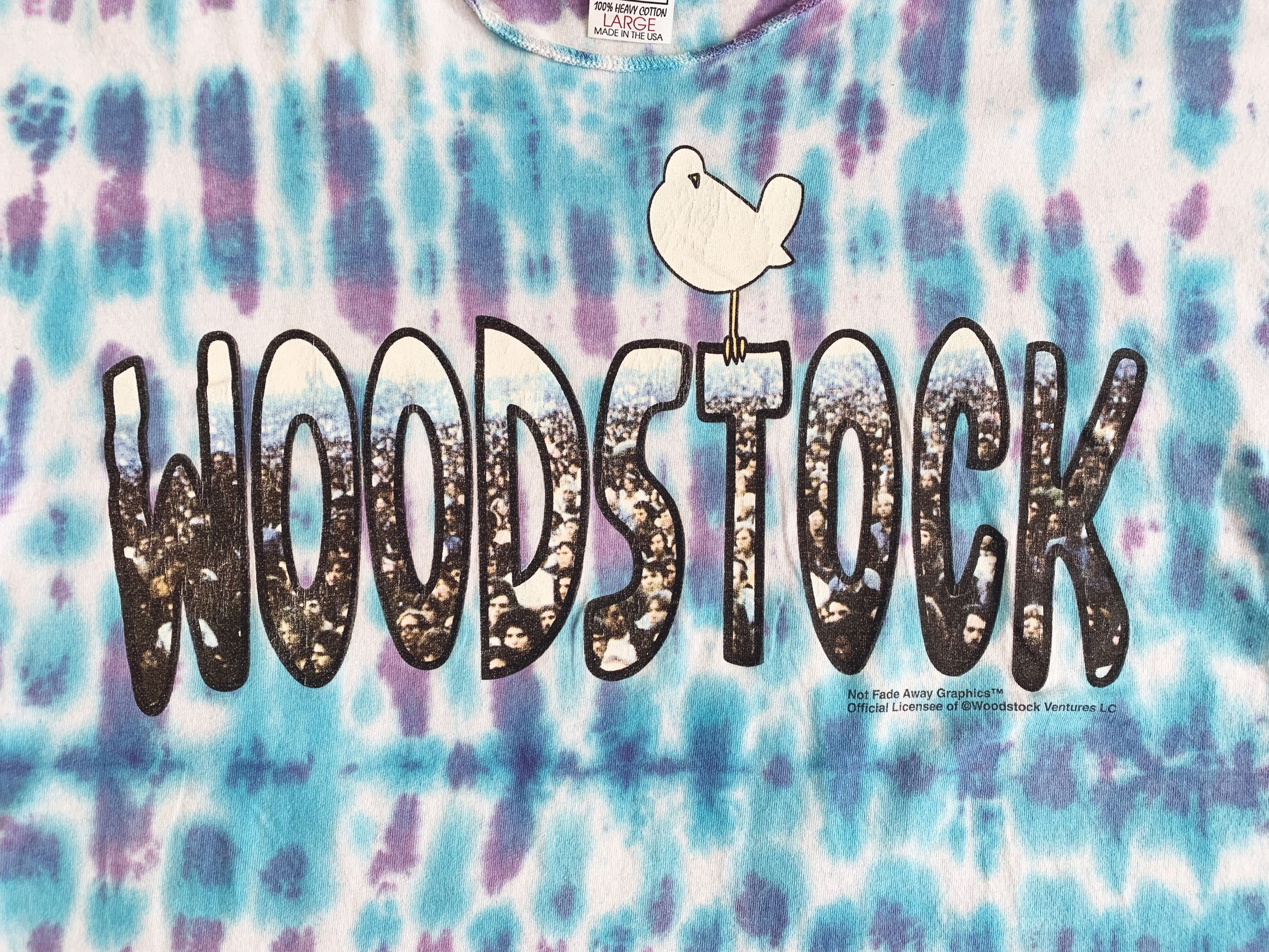 Vintage Vintage 90s WOODSTOCK T shirt Tie Dye Single Stitch Tee Size US L / EU 52-54 / 3 - 5 Thumbnail