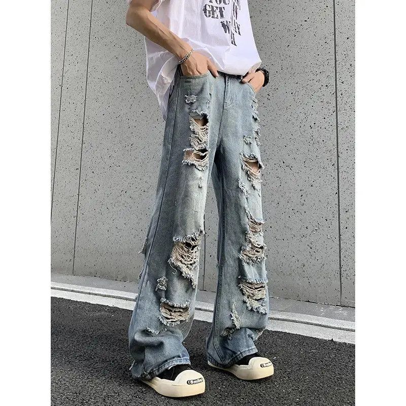 Japanese Brand Retro hip-hop wide leg ripped jeans Size US 32 / EU 48 - 3 Thumbnail