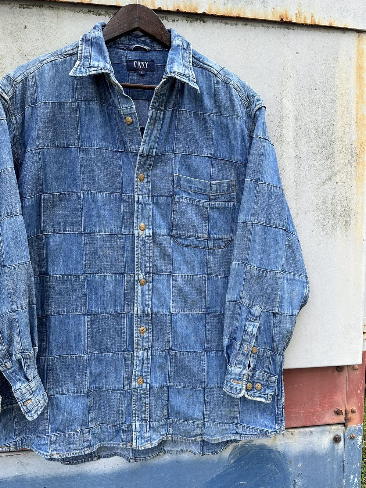 Vintage 👹Vintage Cany Jeans Patchwork Button Down Jacket Size US L / EU 52-54 / 3 - 4 Thumbnail