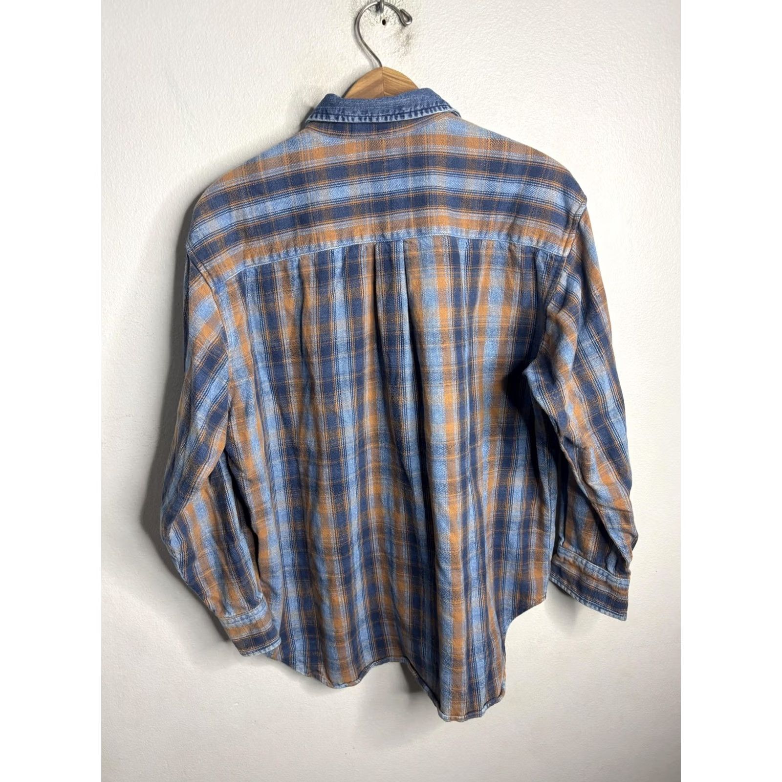 Guess VTG Guess Plaid Flannel Shirt Mens Medium Blue Orange Button Denim Collar Size US M / EU 48-50 / 2 - 6 Thumbnail