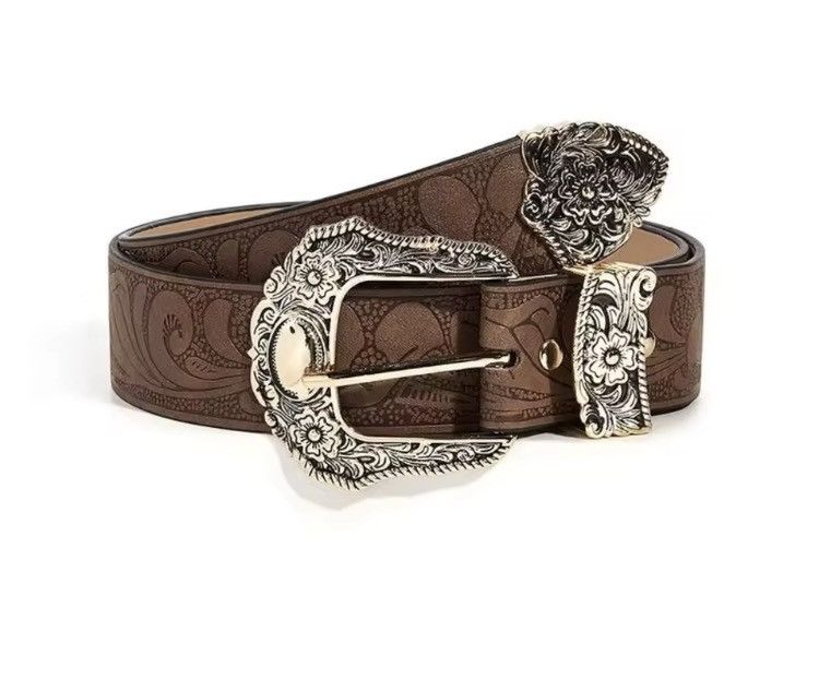 Japanese Brand Vintage Style western pu leather belt Size 32 - 3 Thumbnail