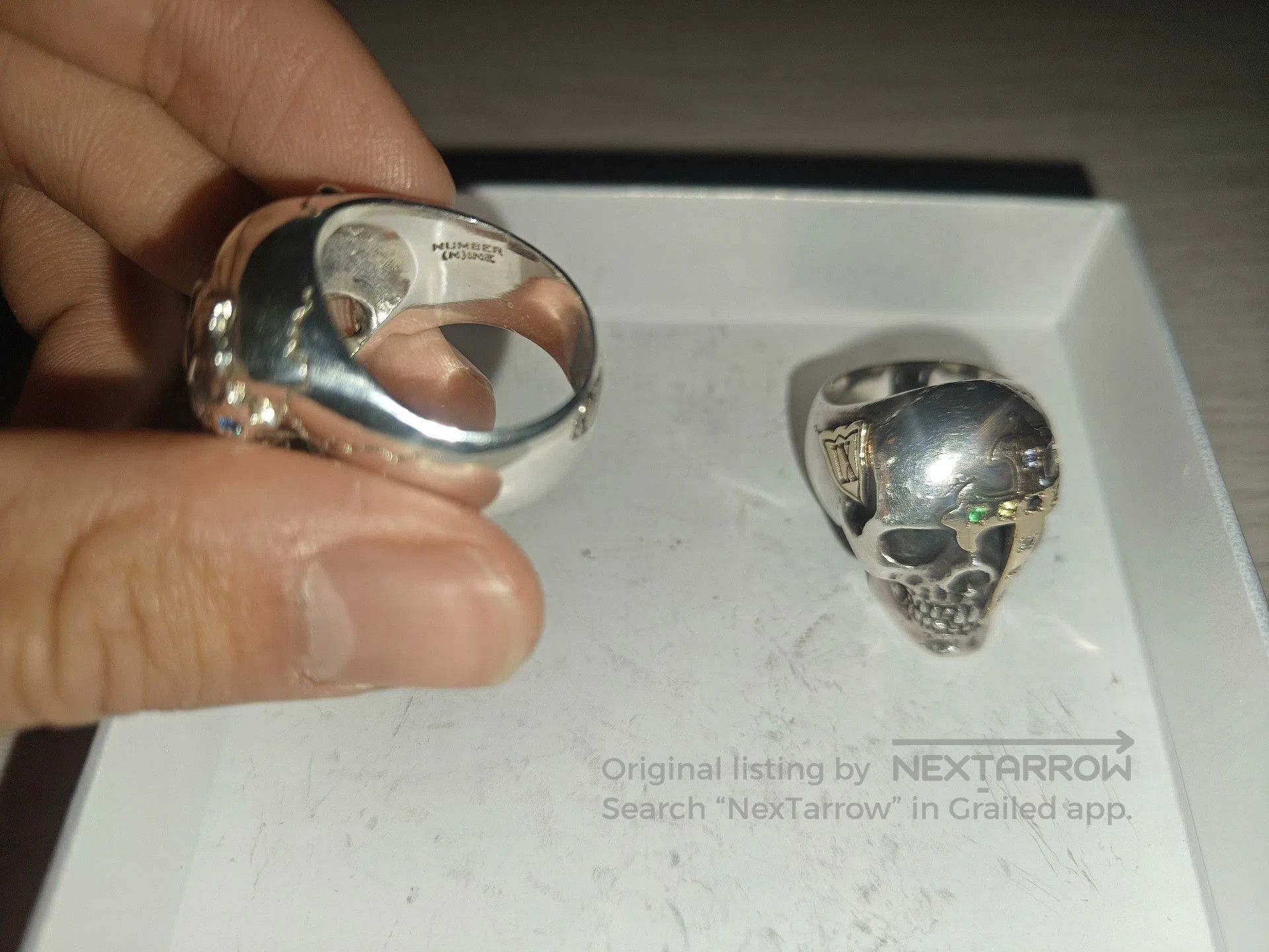 Number (N)ine Number (n)ine x Magical Design Skull Silver Cross Ring. Size ONE SIZE - 6 Thumbnail