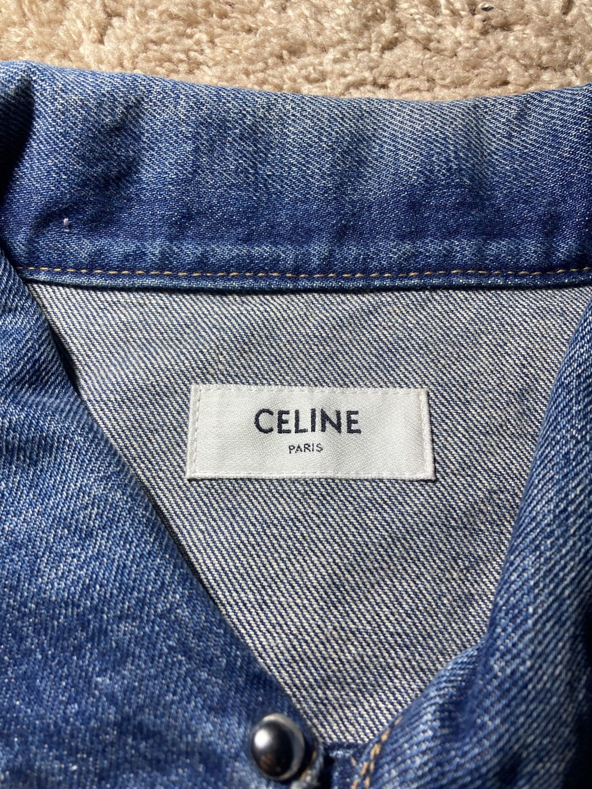 Celine × Hedi Slimane New SS23 Celine Cut Off Denim Jacket Studded Tassel Fringe Size US L / EU 52-54 / 3 - 2 Thumbnail