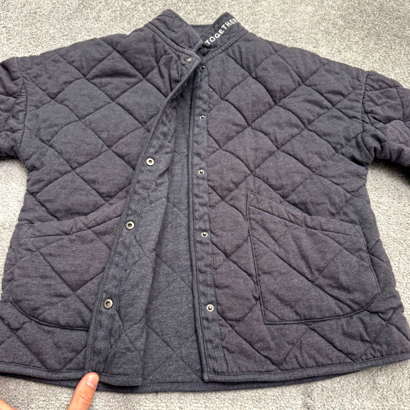 Vintage Peloton Quilted Jacket Womens Medium Gray Button Down Snap Full Zip Pockets Outdoor Regular Fit Classic Casual Size M / US 6-8 / IT 42-44 - 3 Thumbnail