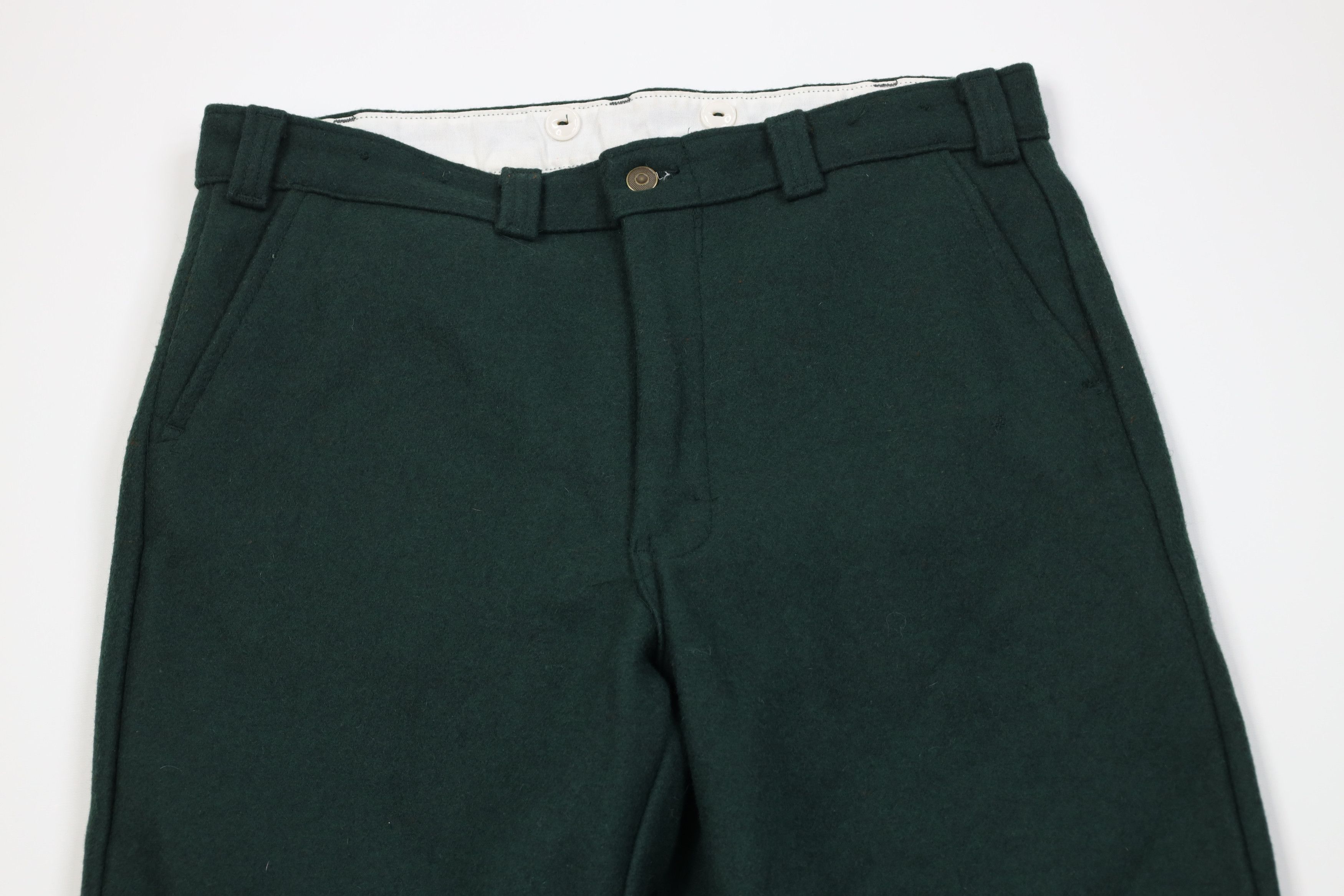 Vintage Vintage 90s Streetwear Wool Wide Leg Pants Hunter Green Size US 36 / EU 52 - 2 Thumbnail