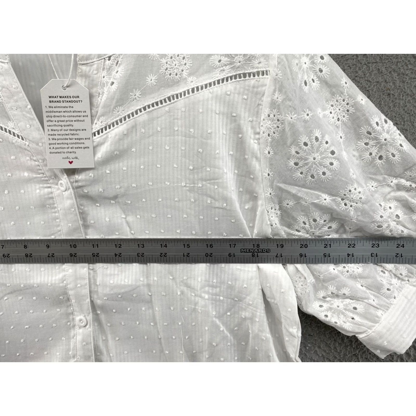 Vintage Made With Love White Top Shirt 2XL Womens Lightweight Button Up Tunic Casual Spring Modern Classic Womens Size XXL / US 16-18 / IT 52-54 - 4 Thumbnail
