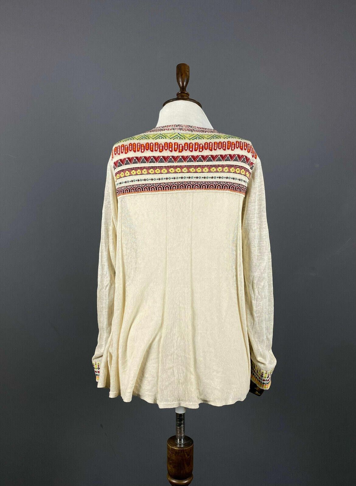 Designer Ladies IVKO Multicoloured V-Neck Linen Cardigan Size 40 Size M / US 6-8 / IT 42-44 - 5 Thumbnail