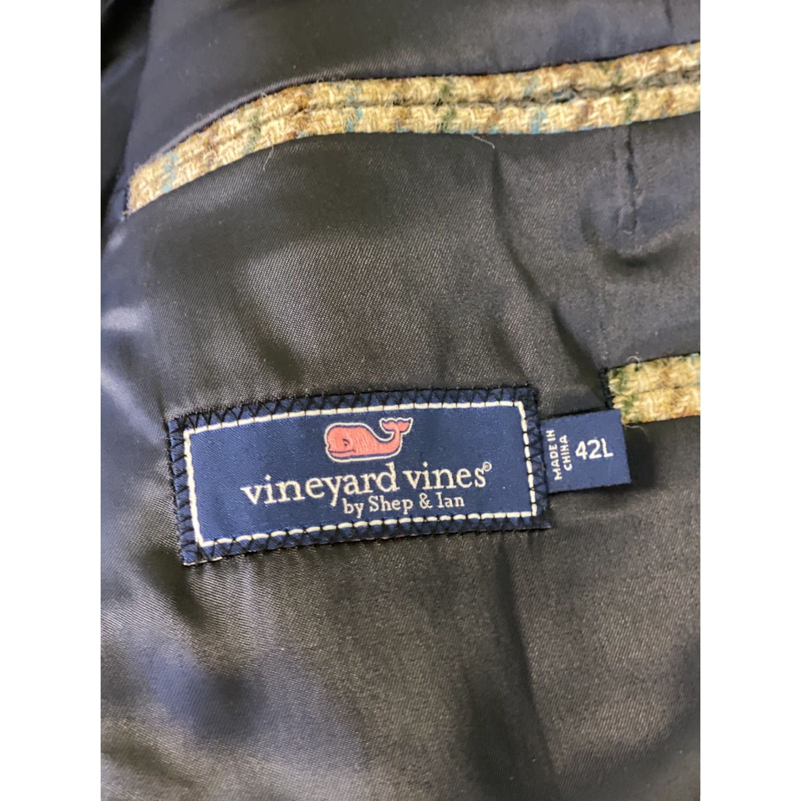 Vineyard Vines Vineyard Vines Sport Coat Jacket Men 42L Wool Houndstooth Check Two-Button Notch Lapel Brown Tan Aqua Green Multicolor 42L Size US XS / EU 42 / 0 - 7 Thumbnail