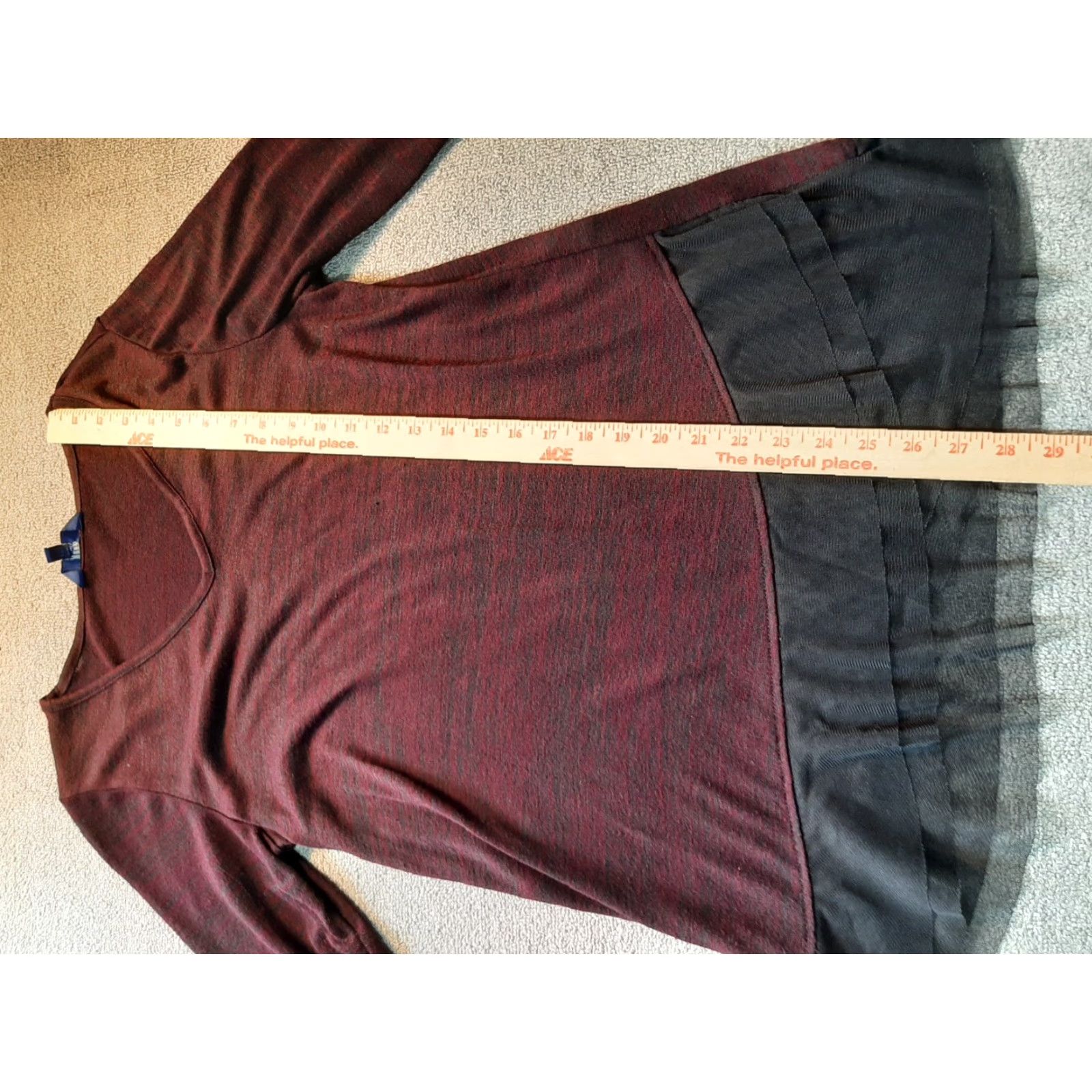 Apt. 9 Apt 9 Womens M Long Sleeve Blouse Tunic Colorful Red Black Maroon Solid Casual All Seasons Size M / US 6-8 / IT 42-44 - 2 Thumbnail