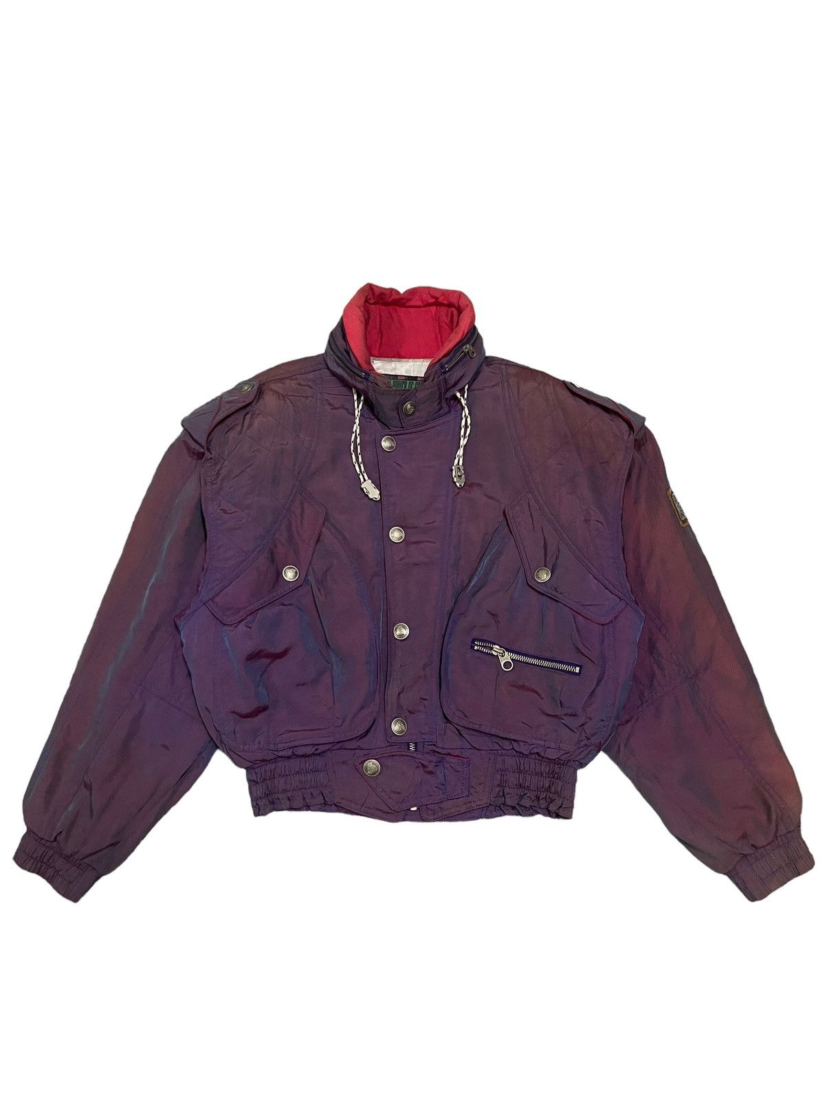 image of Beauty Beast x Ski Vintage Killy Chrome Colour Multipocket Tactical Ski Jacket in Purple (Size Medi