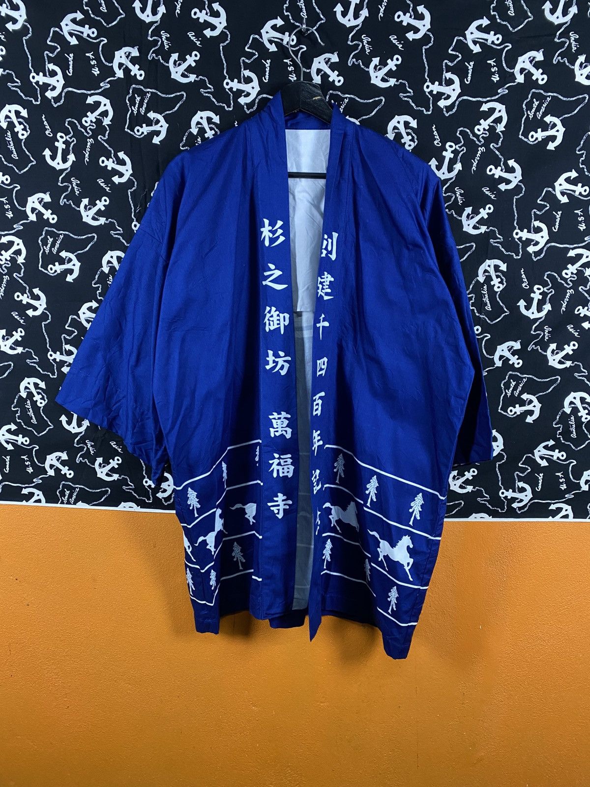 Japanese Brand Vintage Japanese Happi Coat Blue Kanji Print Festival Size US M / EU 48-50 / 2 - 3 Thumbnail