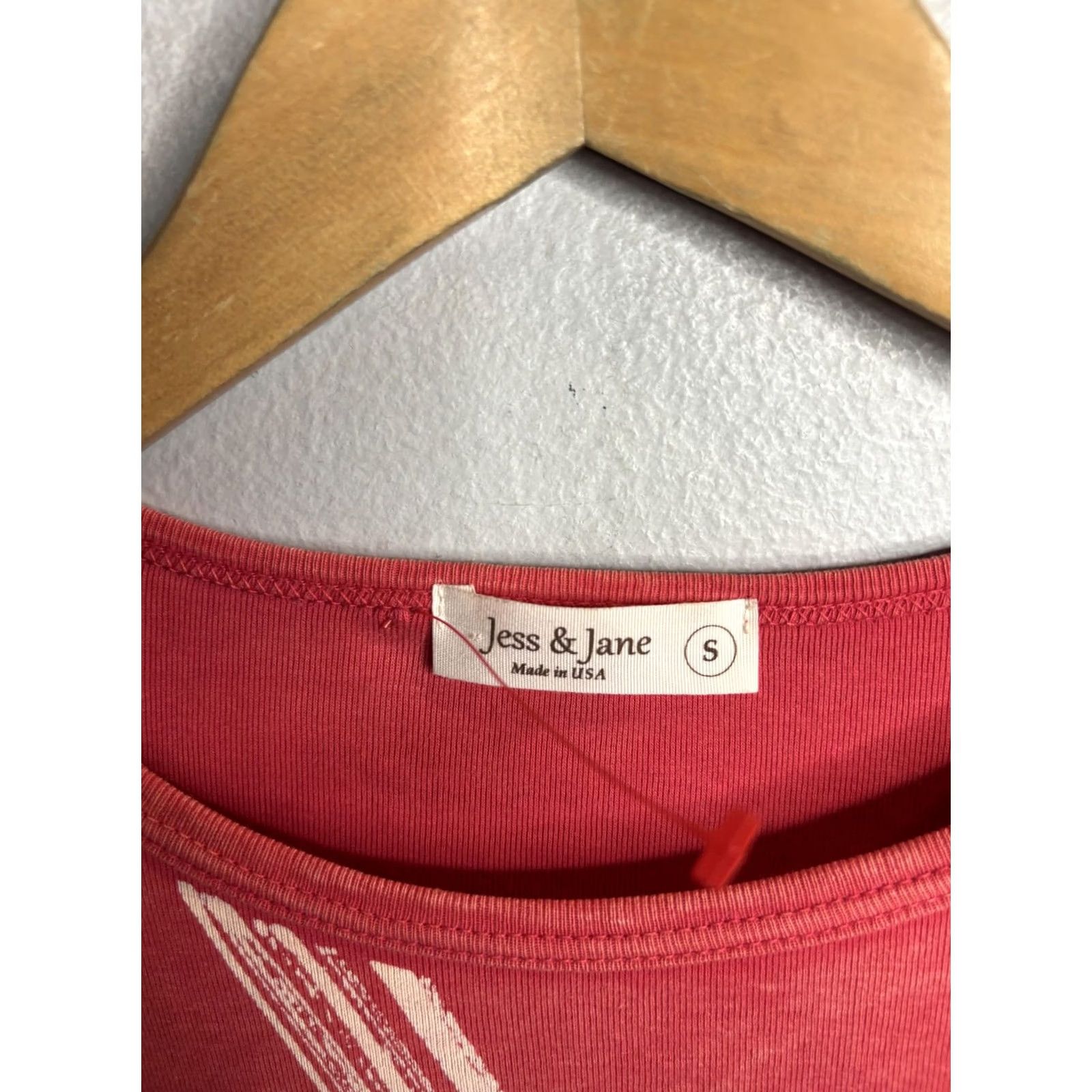 Vintage Jess & Jane Shirt Womens S Red Abstract Print 3/4 Sleeve Top Made USA Size S / US 4 / IT 40 - 3 Thumbnail