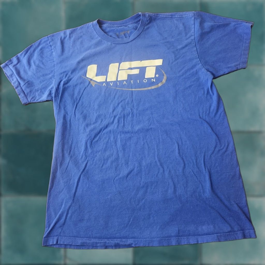 Vintage LIFT Aviation T Shirt Mens Large Blue Graphic Logo Tee Short Sleeve Casual Size US L / EU 52-54 / 3 - 1 Thumbnail