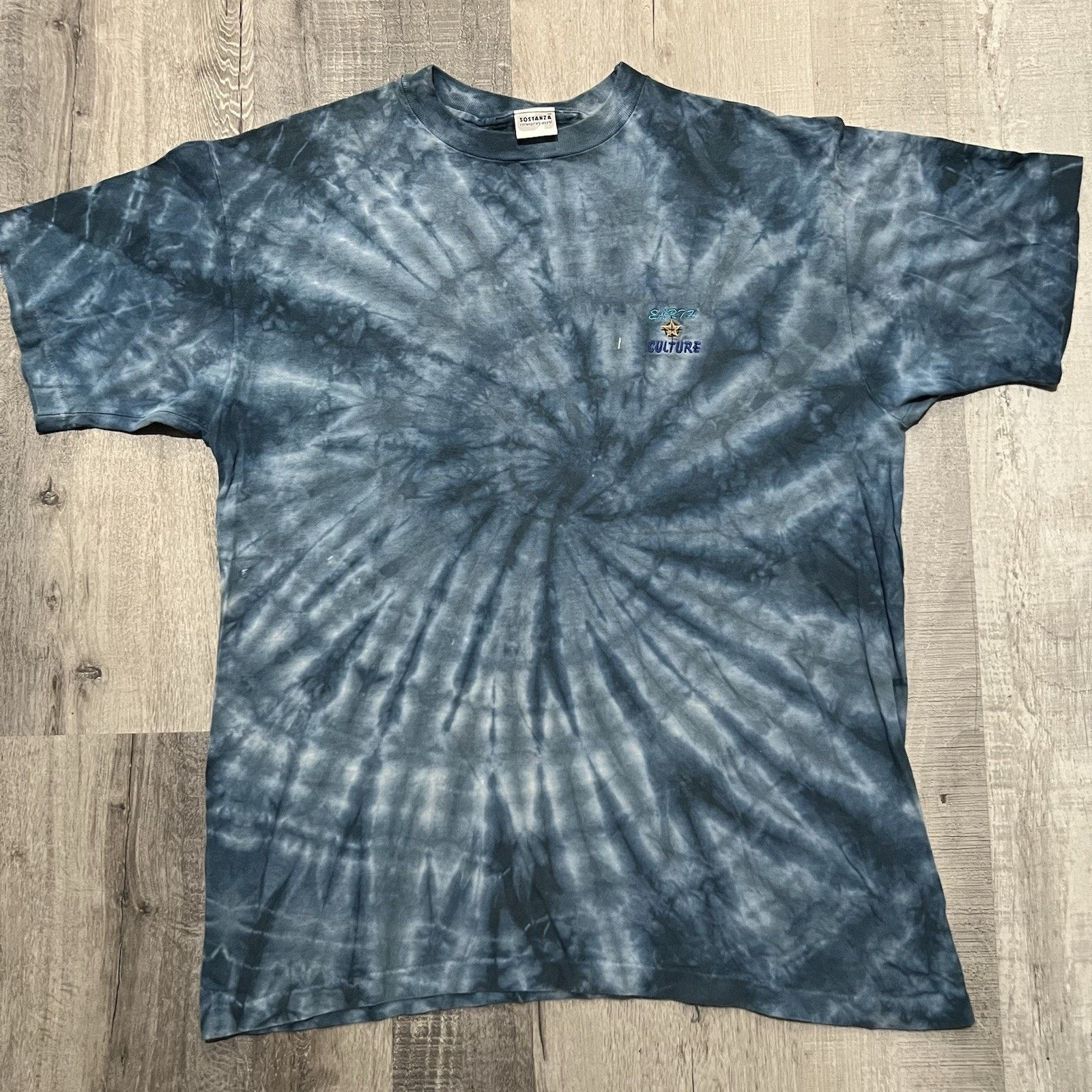 Vintage VTG 90s Earth Culture Blue Tie Dye T Shirt Sostanza Peace Size US L / EU 52-54 / 3 - 1 Thumbnail
