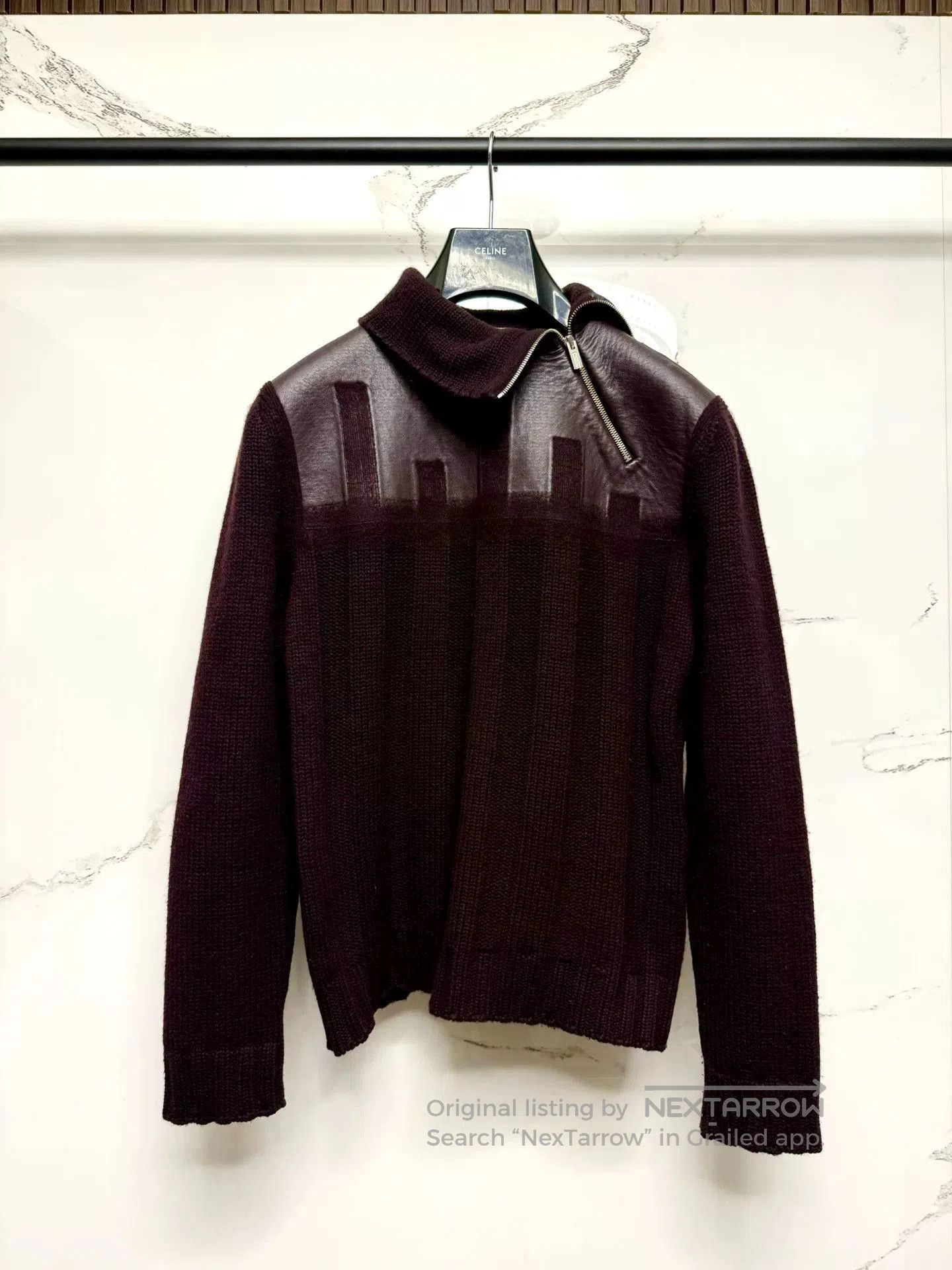 Hermes hermes high-neck zip sweater with leather panels. Size US M / EU 48-50 / 2 - 1 Thumbnail