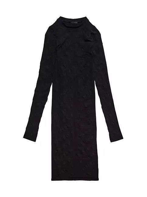 Balenciaga o1mt1gz1024 Mini Allover Logo Dress in Black Size S / US 4 / IT 40 - 1 Thumbnail