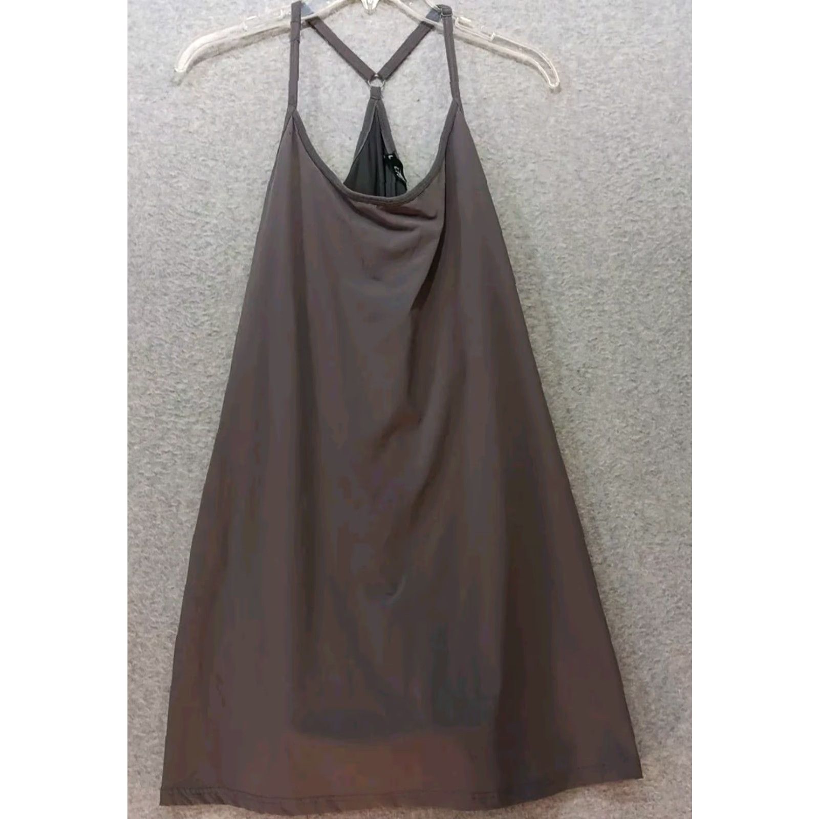 Vintage Crane Dress Women's L Gray Activewear Built-in Shorts Sleeveless Scoop Neck Outdoor Casual Regular Style Basic Pattern Solid Size 36" / US 14 / IT 50 - 2 Thumbnail