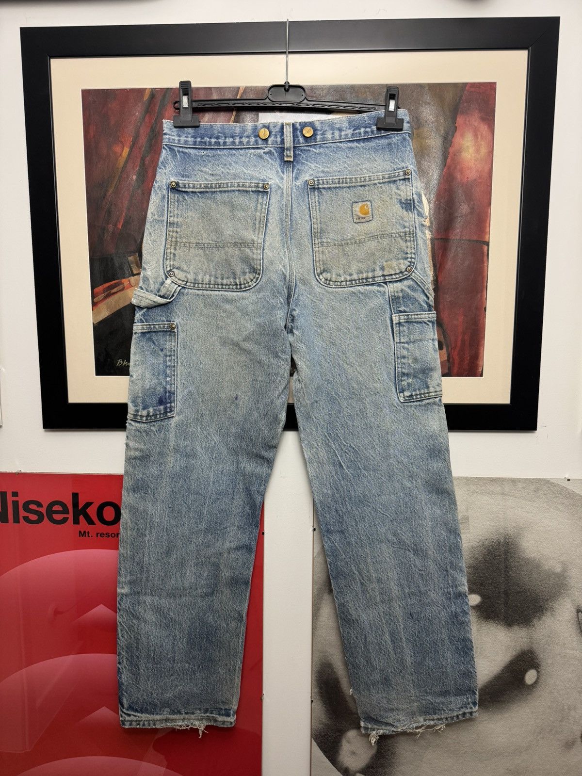 Carhartt Vintage 90s Faded Trashed Carhartt Double Knee Pant Workwear Size US 31 - 2 Thumbnail