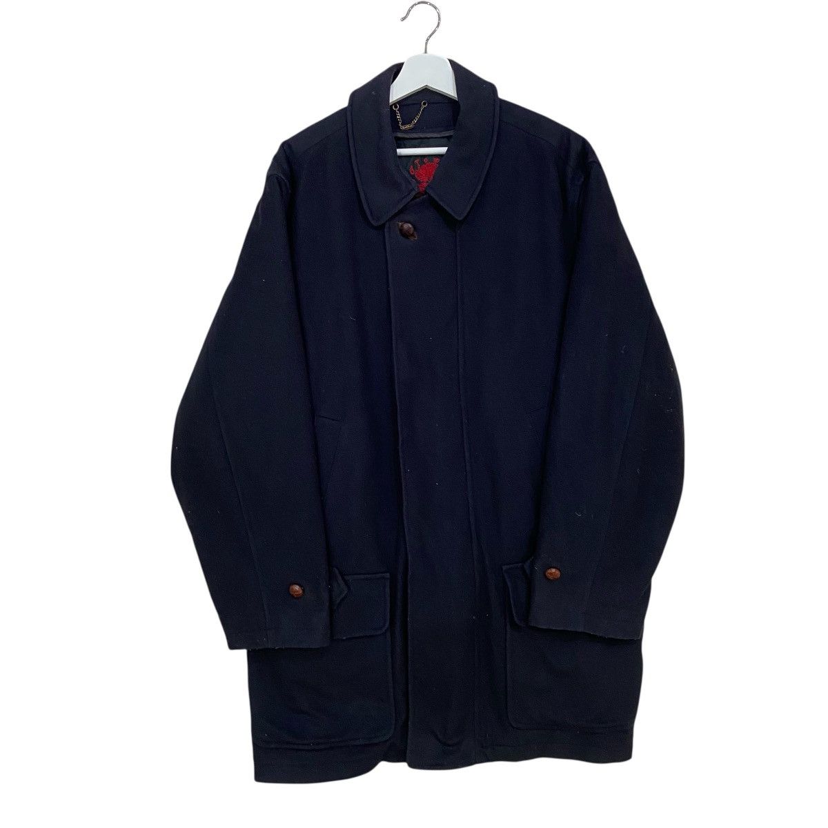 Schneiders ☀️VINTAGE SCHNEIDERS NAVY BLUE WOOL OVERCOATS JACKET Size US L / EU 52-54 / 3 - 6 Thumbnail