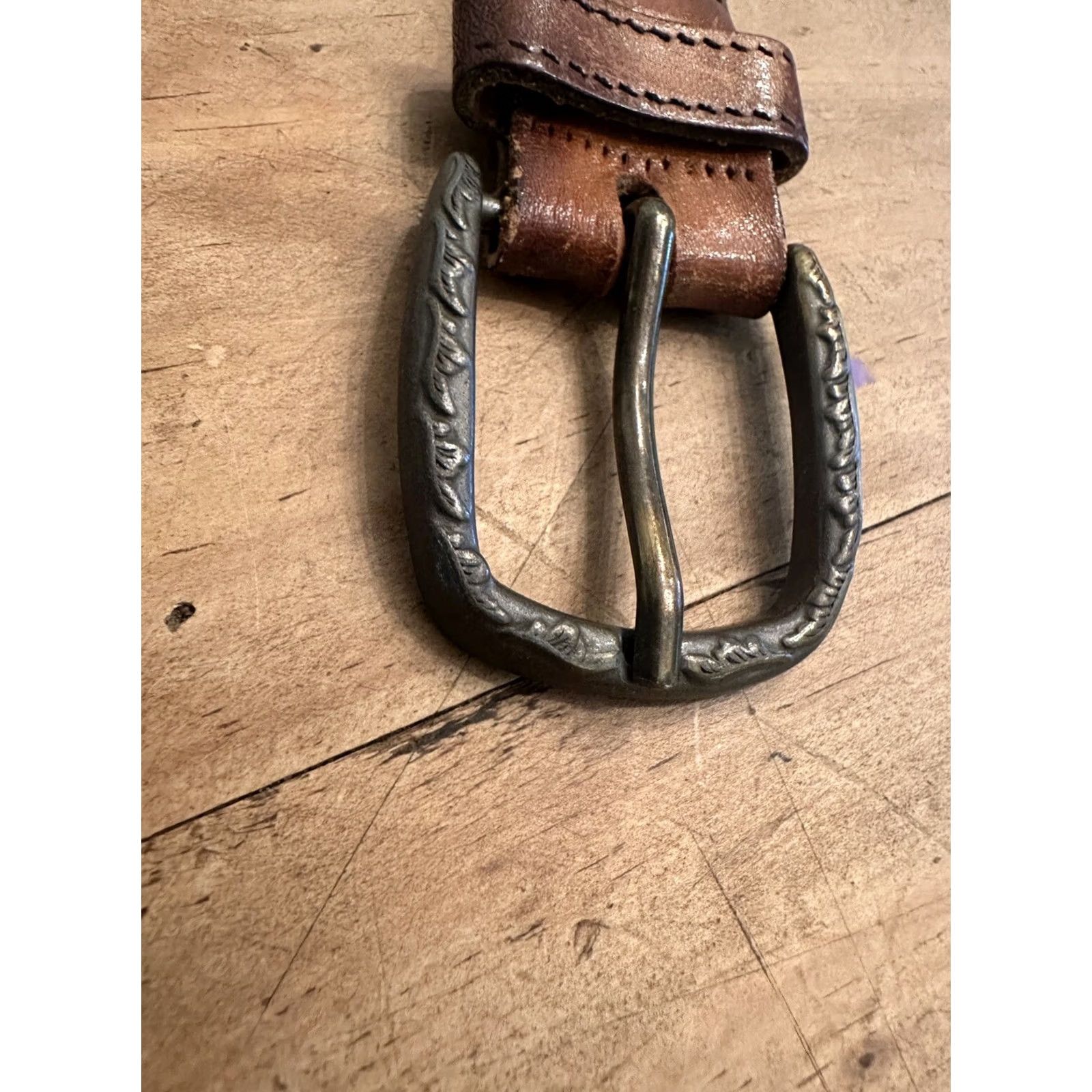 Vintage VINTAGE Belt Mens Brown Leather 42” Long Hinged Size ONE SIZE - 3 Thumbnail