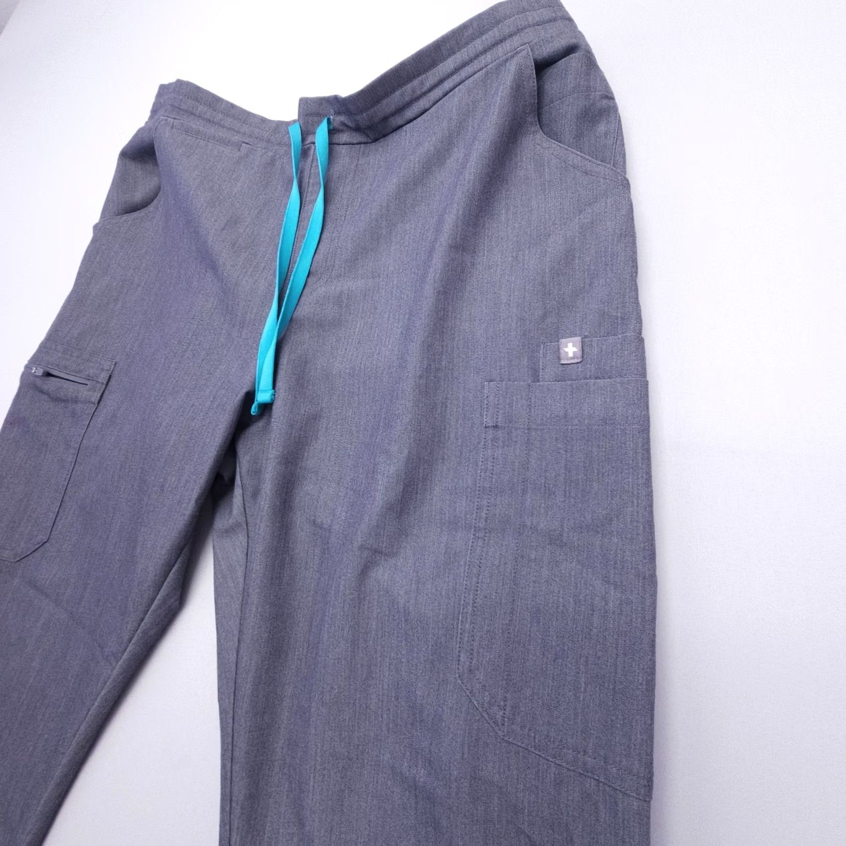 Vintage Figs Yola Skinny Scrub Pants Womens Large Graphite Elastic Waistband Nursing Size 36" / US 14 / IT 50 - 5 Thumbnail