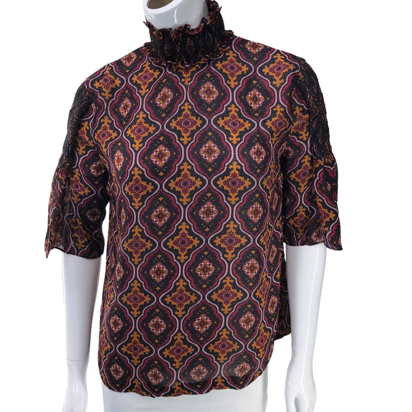 A.L.C. A.L.C. Womens Sz 6 Miranda Top Smocked Collar 100% Silk Size M / US 6-8 / IT 42-44 - 11 Thumbnail