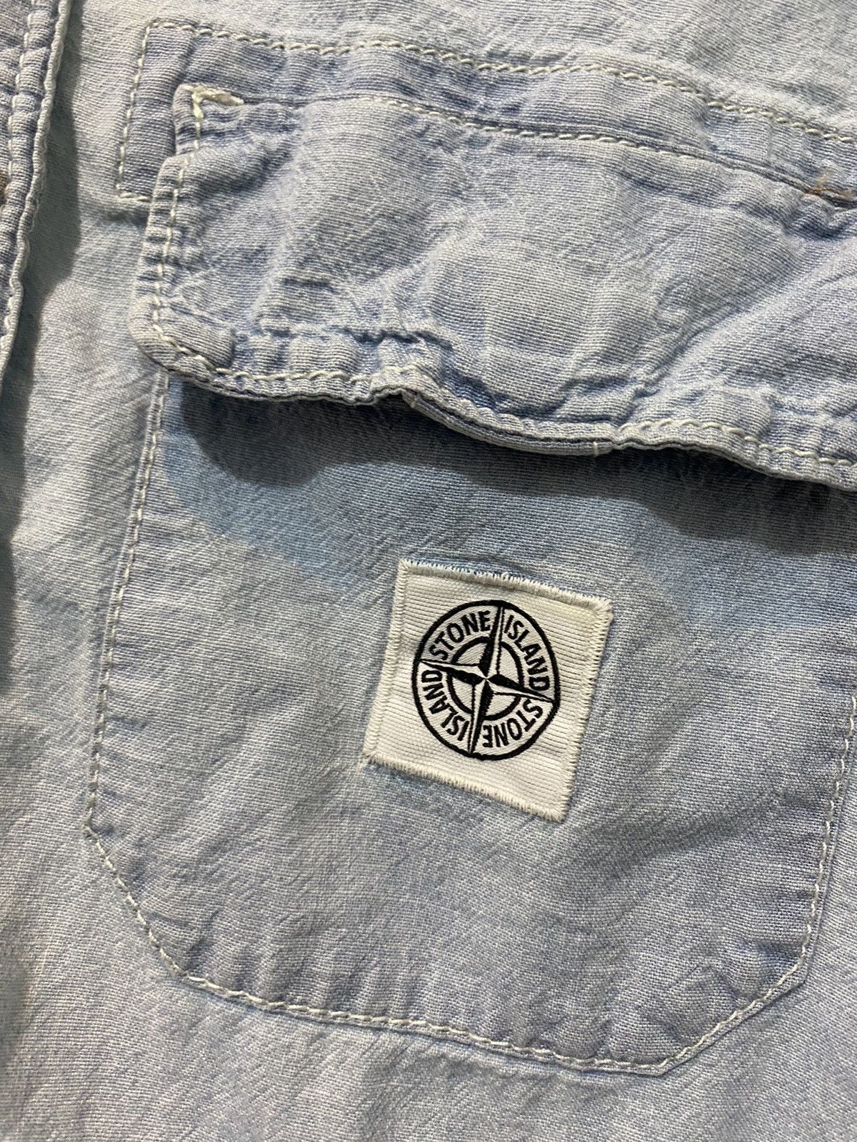 Stone Island 2013 Stone island Blue Acid Wash Denim Cotton shirt Size US S / EU 44-46 / 1 - 4 Thumbnail