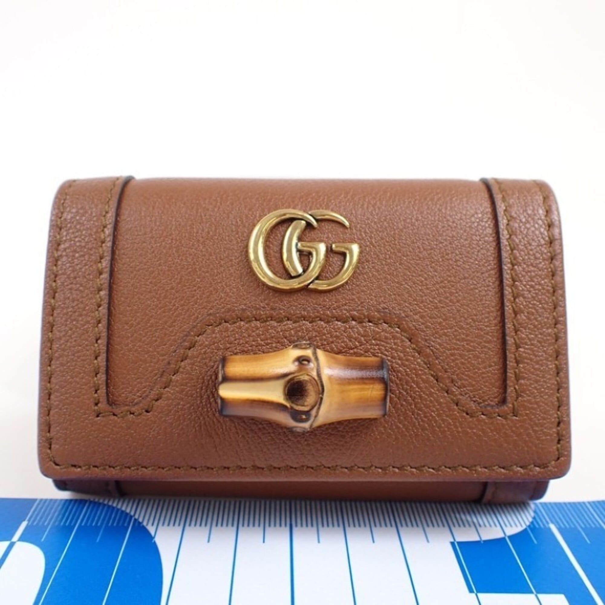 Gucci GUCCI Bamboo GG Marmont Diana Key Case 658636 Brown Leather Men's/Women's 6-Key Size ONE SIZE - 1 Thumbnail