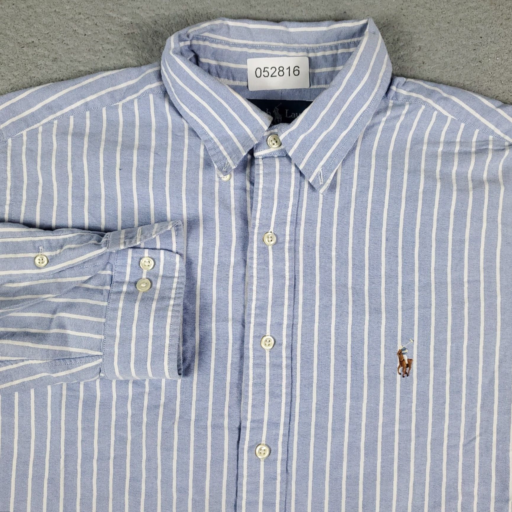 Ralph Lauren Ralph Lauren Dress Shirt Mens Size 17 Blue Striped Button Down Long Sleeve Classic Size 46R - 2 Thumbnail