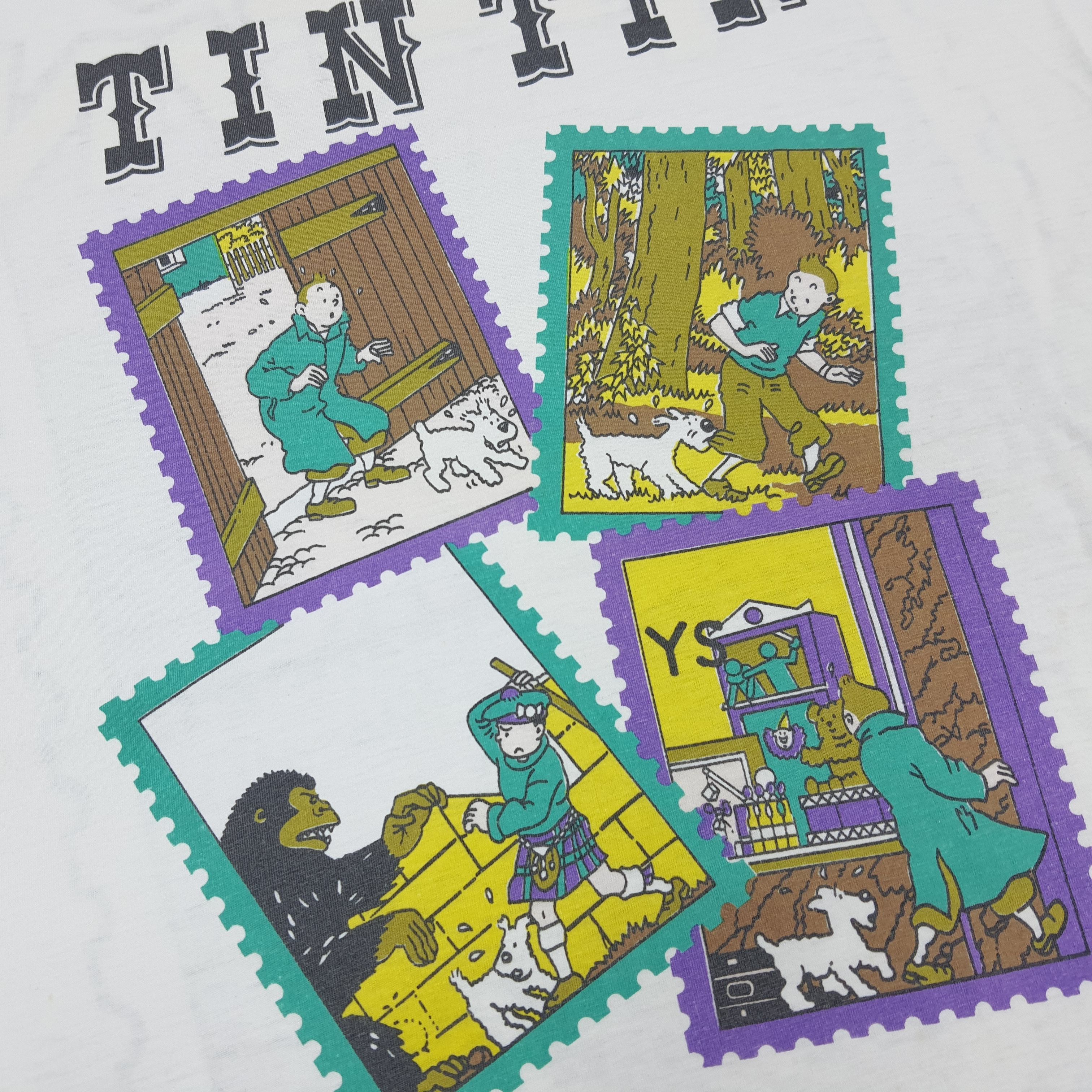 Vintage Vintage 90s Tintin Double Print Single Stitch Tshirt C294N75 Size US XL / EU 56 / 4 - 3 Thumbnail