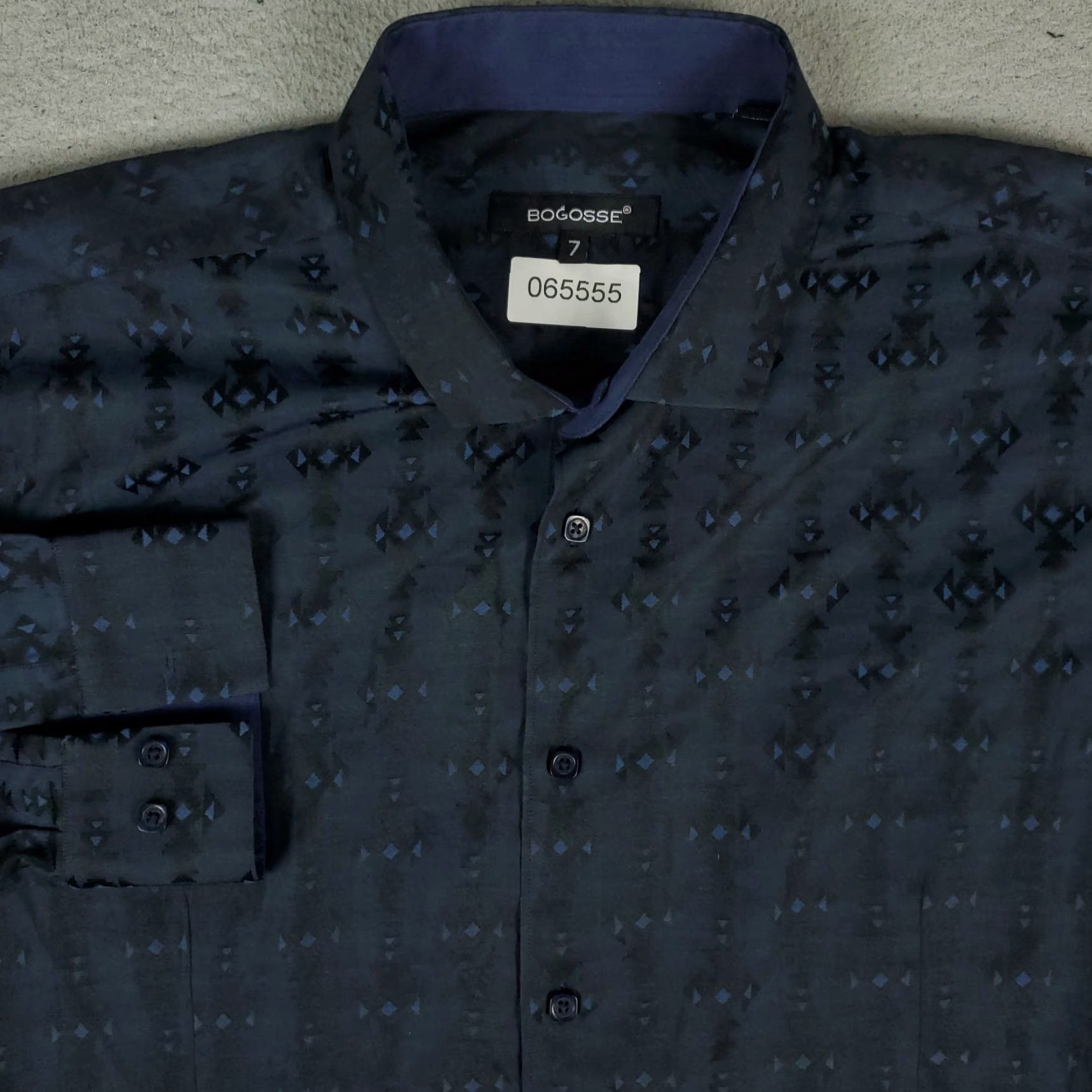 Vintage Bogosse Shirt Mens 2XL Blue Geometric Button-Up Long Sleeve Casual Formal Business Wearable Vintage: No Size US XXL / EU 58 / 5 - 2 Thumbnail