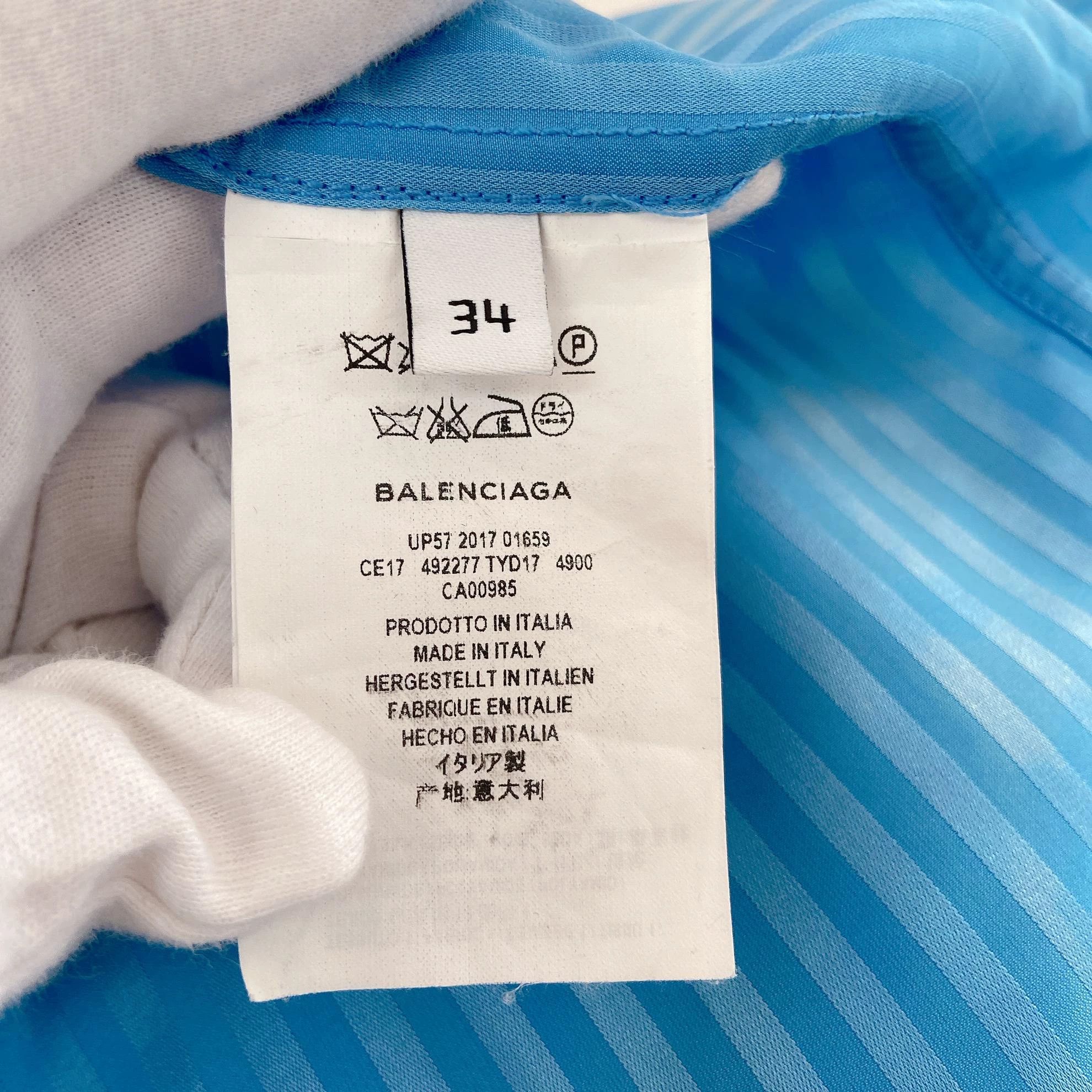 Balenciaga Balenciaga Women's Blue Vertical Stripe Shirt 34 Size XXS / US 00 / IT 34 - 7 Thumbnail