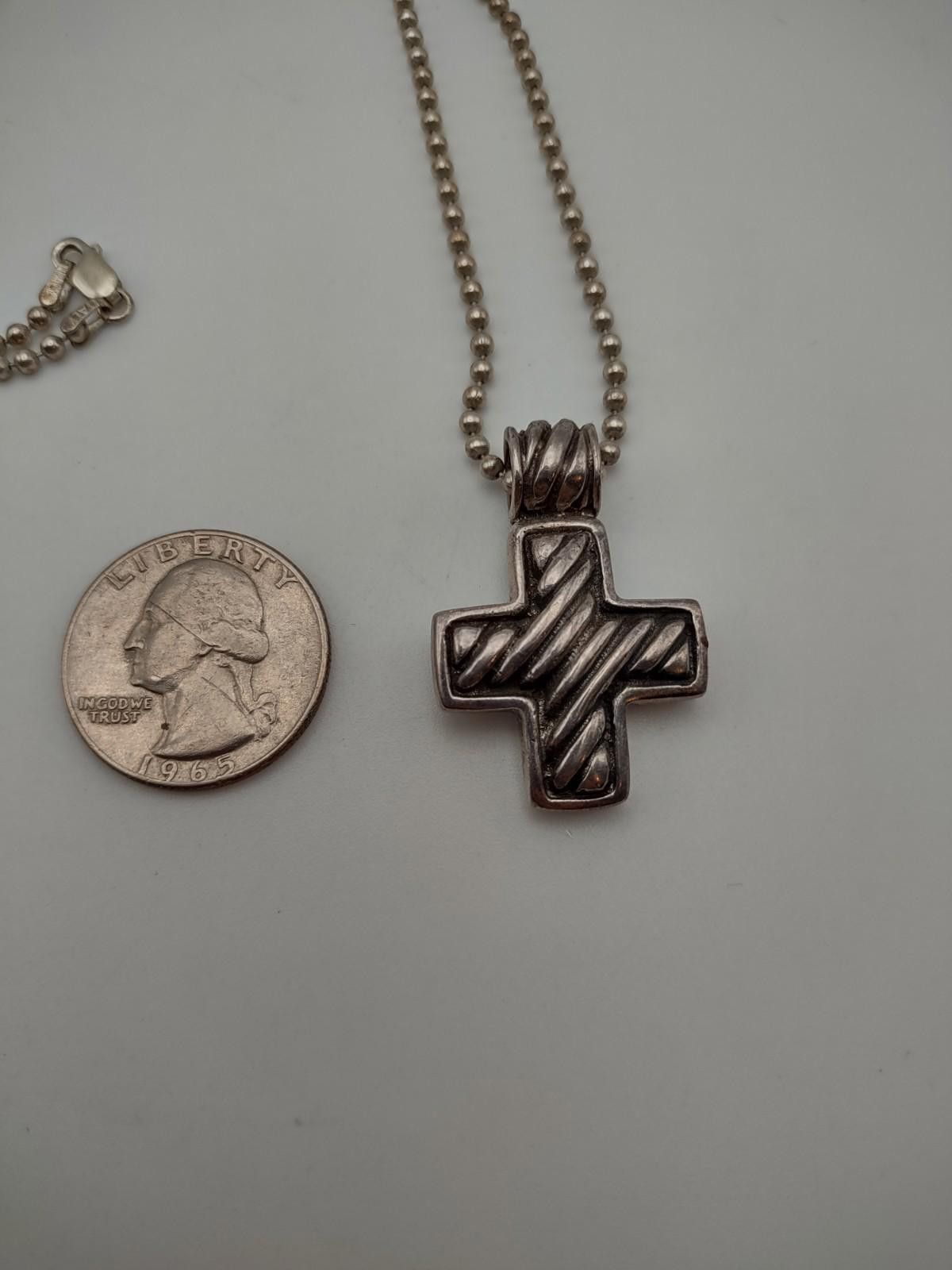 The Unbranded Brand Sterling Silver Men's Cross Necklace 24” Italy 925 Size ONE SIZE - 5 Thumbnail
