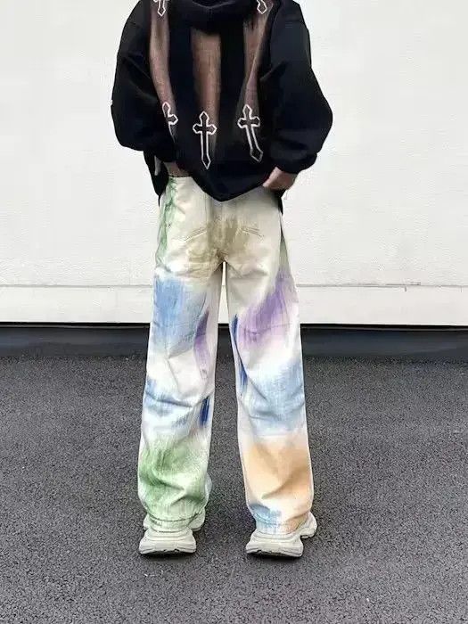 Japanese Brand × Jean Paint Splatter White Baggy Denim Jeans Size US 32 / EU 48 - 3 Thumbnail