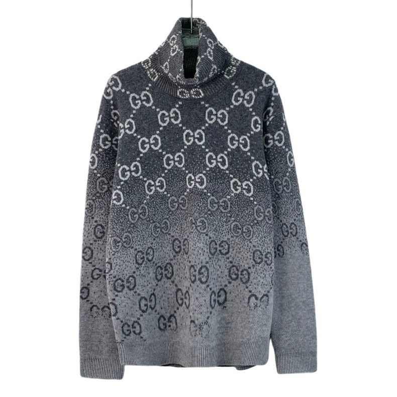 Gucci Gucci Gray logo jacquart full-print turtleneck long-sleeved Size US M / EU 48-50 / 2 - 1 Thumbnail