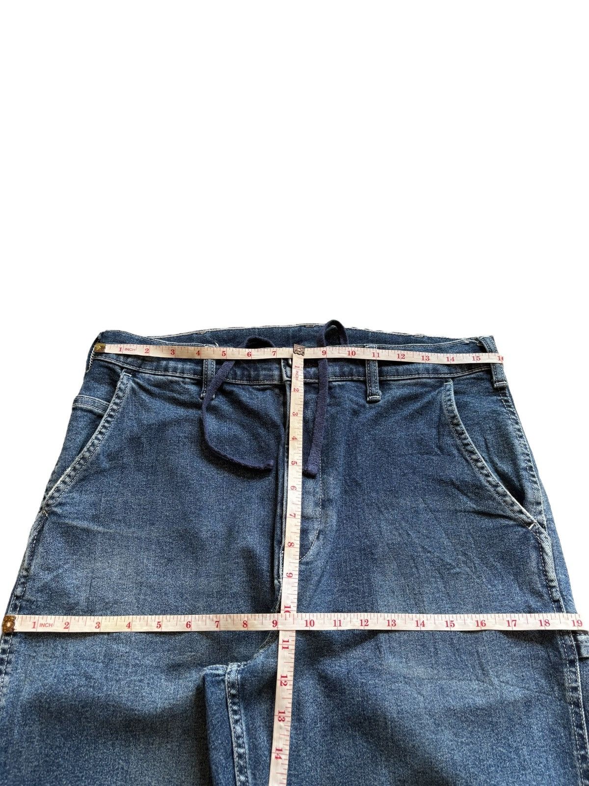 Japanese Brand × Jun Takahashi × Uniqlo Vintage Uniqlo Carpenter Blue Wash Distressed Rip Loose Jean Size US 32 / EU 48 - 11 Thumbnail