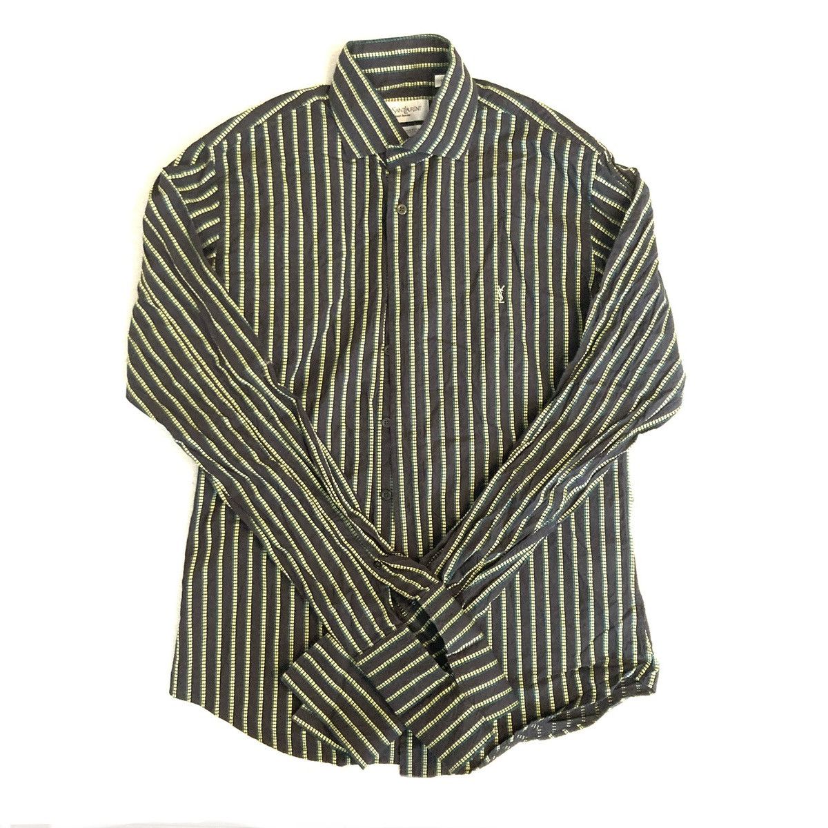 【Yves Saint Laurent】2000s Stripe Shirt Yves Saint Laurent 00s Stripe Pure Cotton Logo Shirt - XL | SYLK