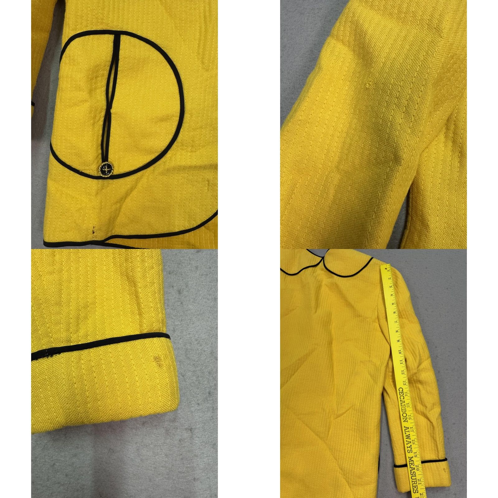 Vintage VINTAGE Christian Ruperto Jacket Womens Medium Yellow Black Trim Mod Coat Size M / US 6-8 / IT 42-44 - 8 Thumbnail