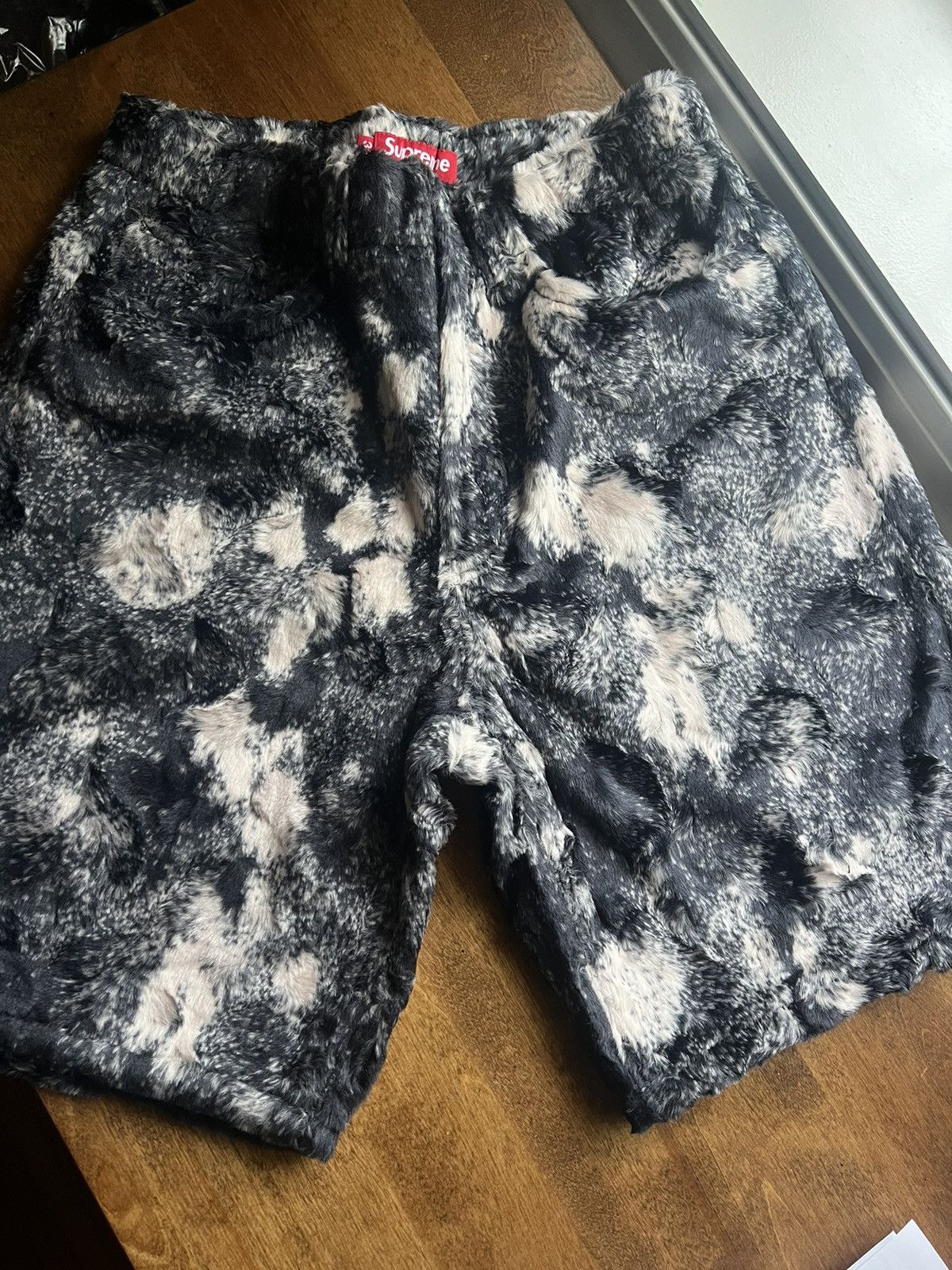 image of Supreme Black Faux Fur Shorts Ss24, Men's (Size 32)