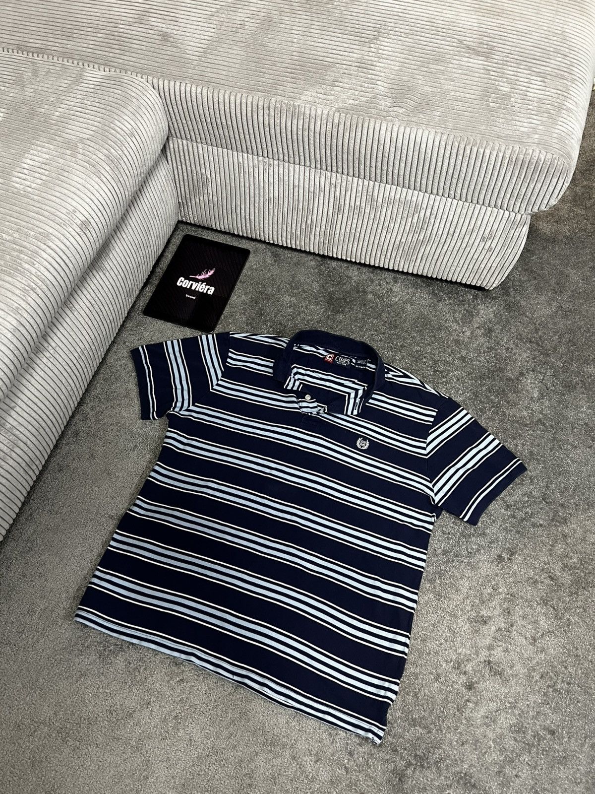 Chaps Ralph Lauren × Designer × Vintage Chaps Vintage Striped Polo Shirt Size US XL / EU 56 / 4 - 1 Thumbnail