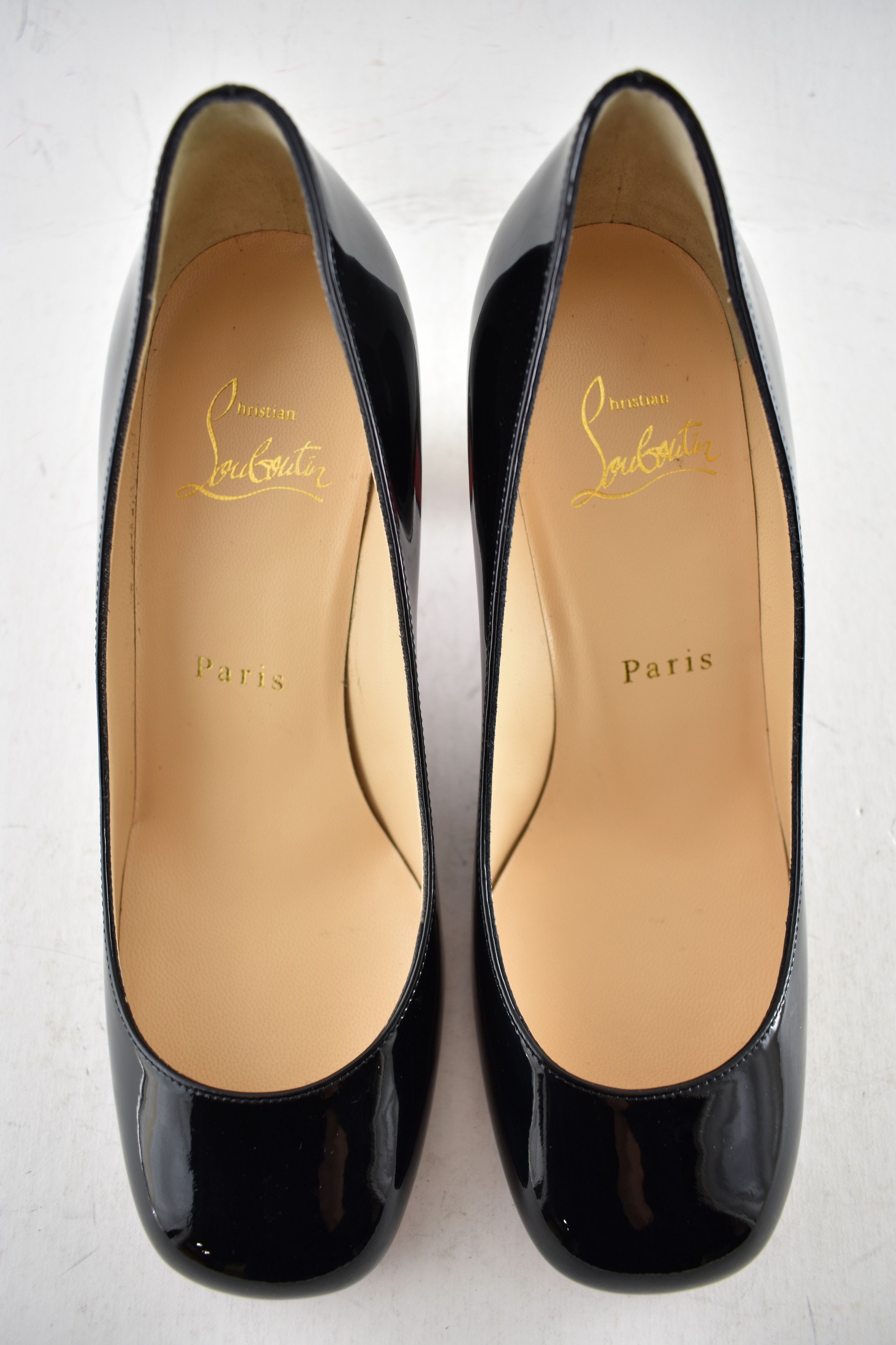 Christian Louboutin Cadrilla 70 Black Patent Leather Block Heel Classic Pump 35 Size US 5 / IT 35 - 10 Thumbnail