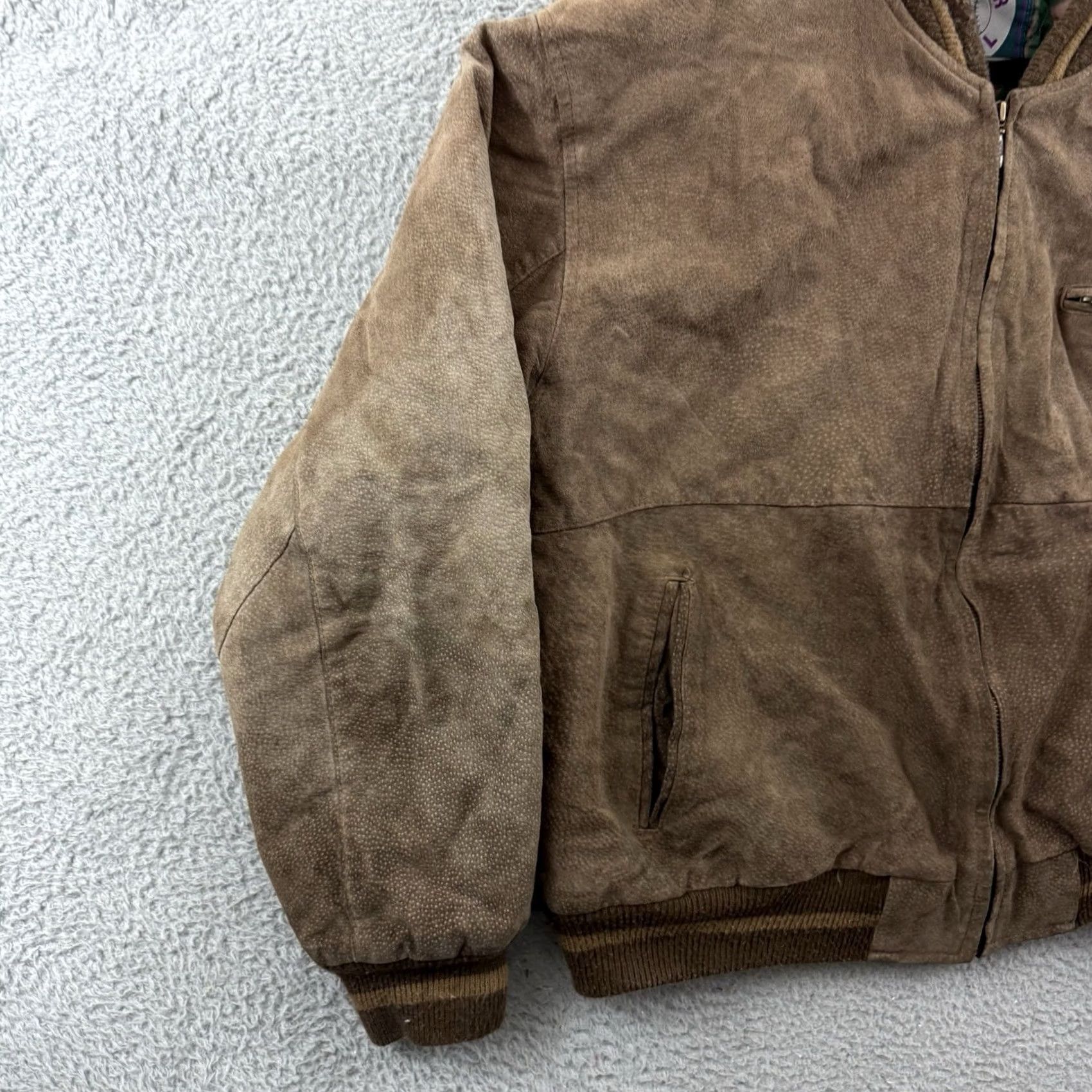 Vintage VINTAGE Timber Trail Jacket Mens 2XL Brown Suede Leather Bomber Full Zip Lined Size XXL / US 16-18 / IT 52-54 - 4 Thumbnail