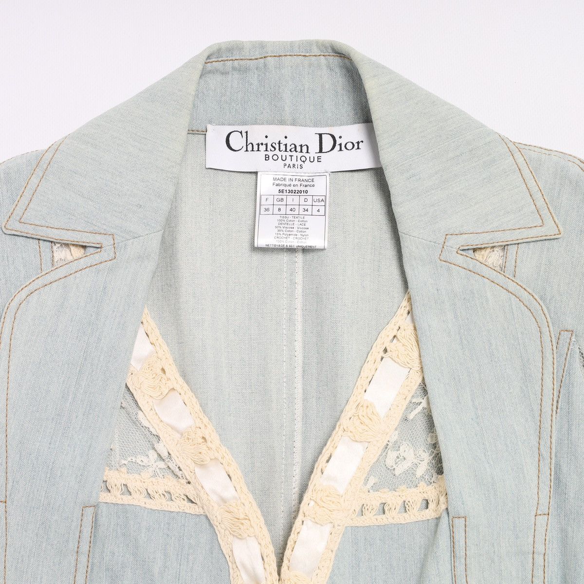 Dior Christian Dior by Galliano 2005 Lace Crochet Jacket Denim Size S / US 4 / IT 40 - 13 Thumbnail