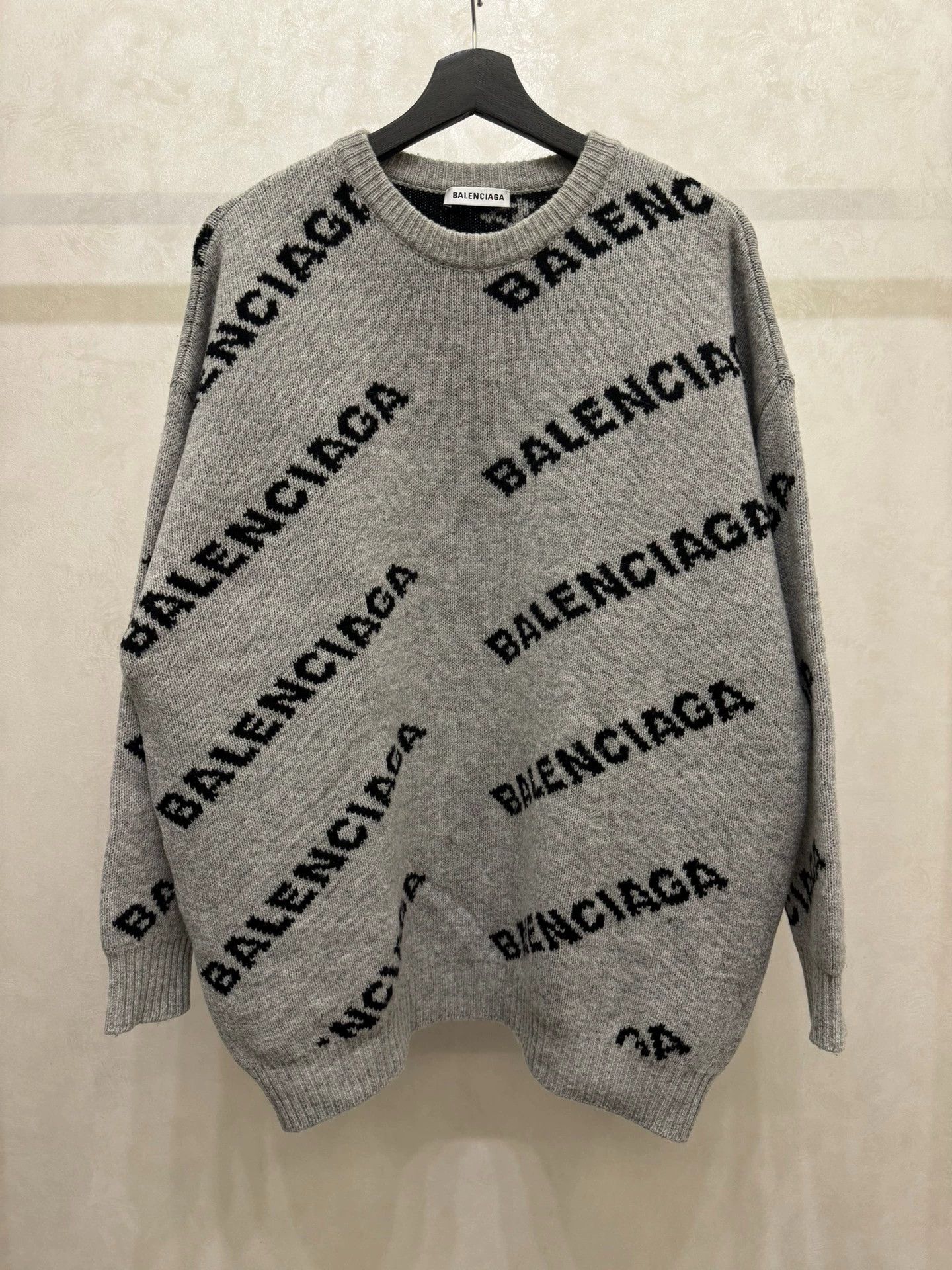 Balenciaga Balenciaga grey bullet screen logo sweater Grailed